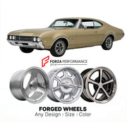 CUSTOM CLASSIC VINTAGE RESTOMOD RETRO OLD SCHOOL FORGED WHEELS RIMS for OLDSMOBILE CUTLASS 1968 - 1972