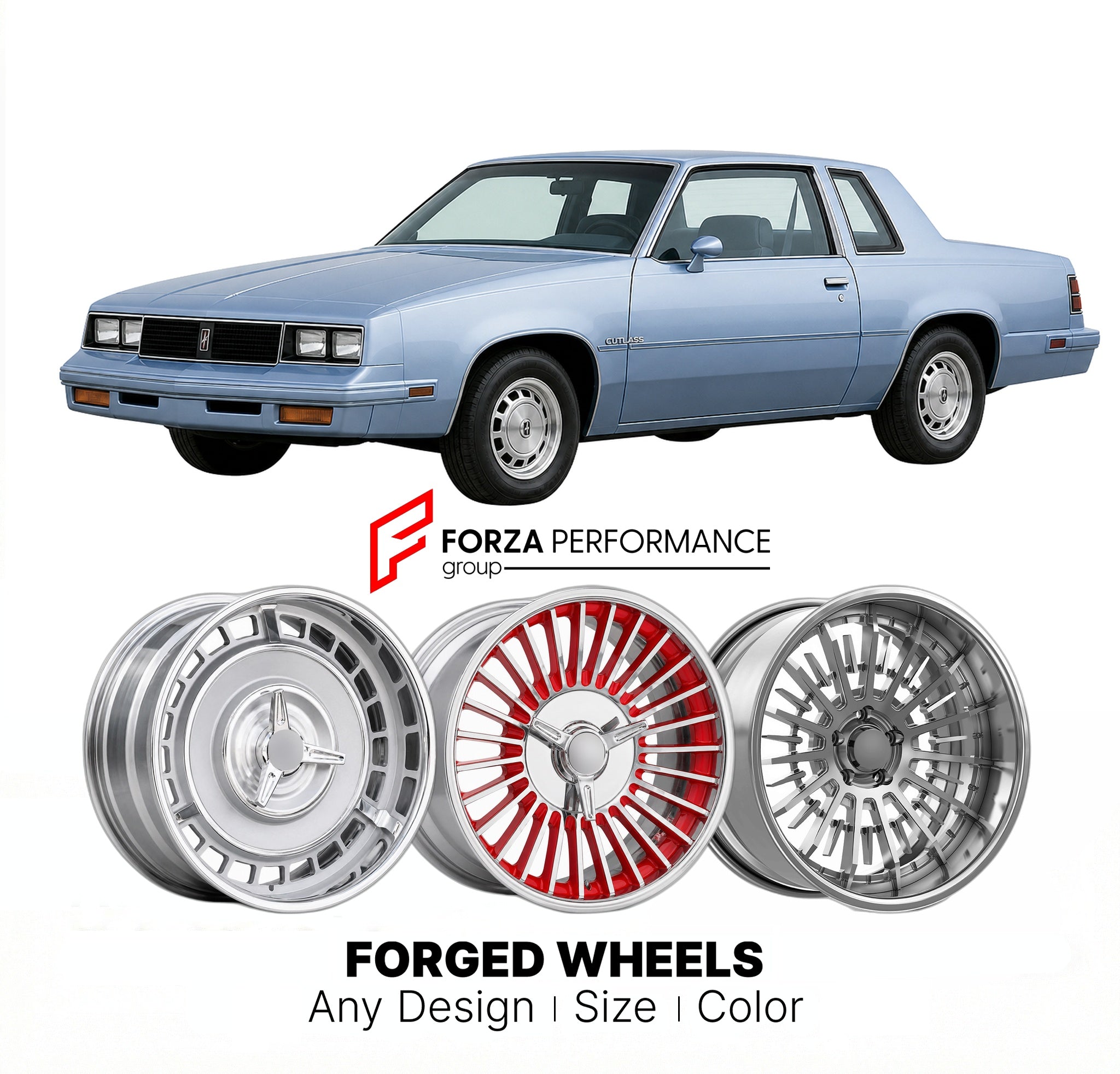 CUSTOM CLASSIC VINTAGE RESTOMOD RETRO OLD SCHOOL FORGED WHEELS RIMS for OLDSMOBILE CUTLASS 1989 - 1990