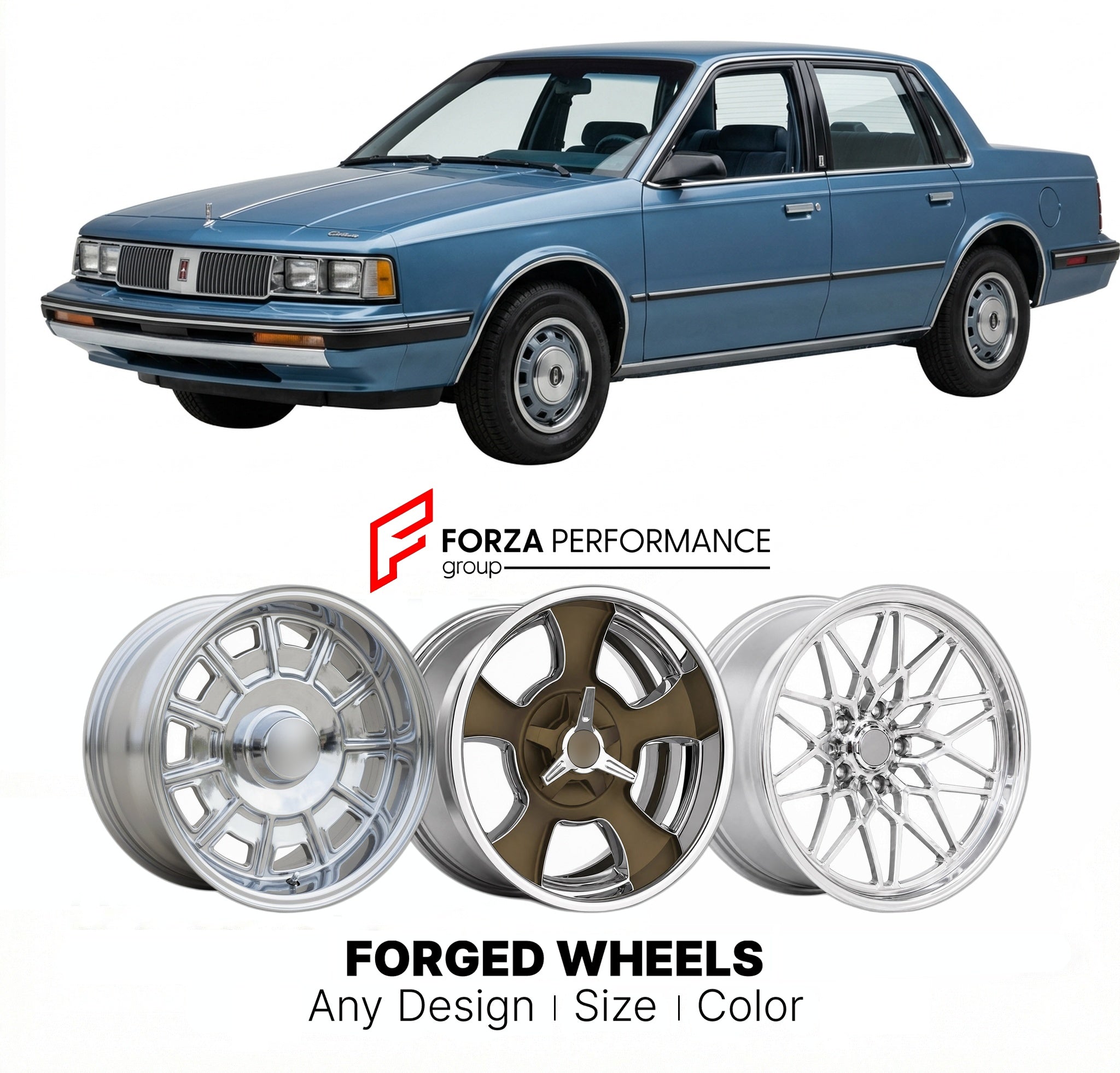 CUSTOM CLASSIC VINTAGE RESTOMOD RETRO OLD SCHOOL FORGED WHEELS RIMS for OLDSMOBILE CUTLASS CIERA 1982 - 1988