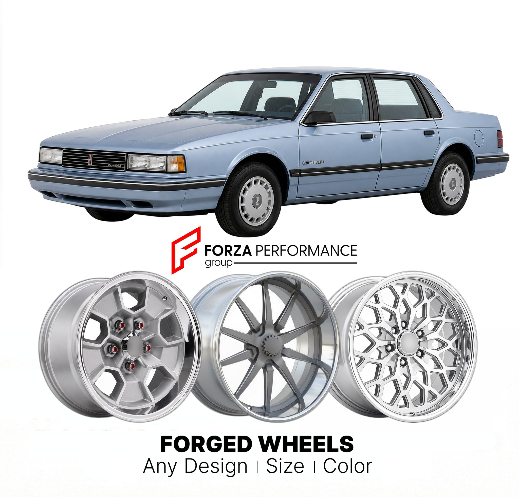 CUSTOM CLASSIC VINTAGE RESTOMOD RETRO OLD SCHOOL FORGED WHEELS RIMS for OLDSMOBILE CUTLASS CIERA 1989 - 1990
