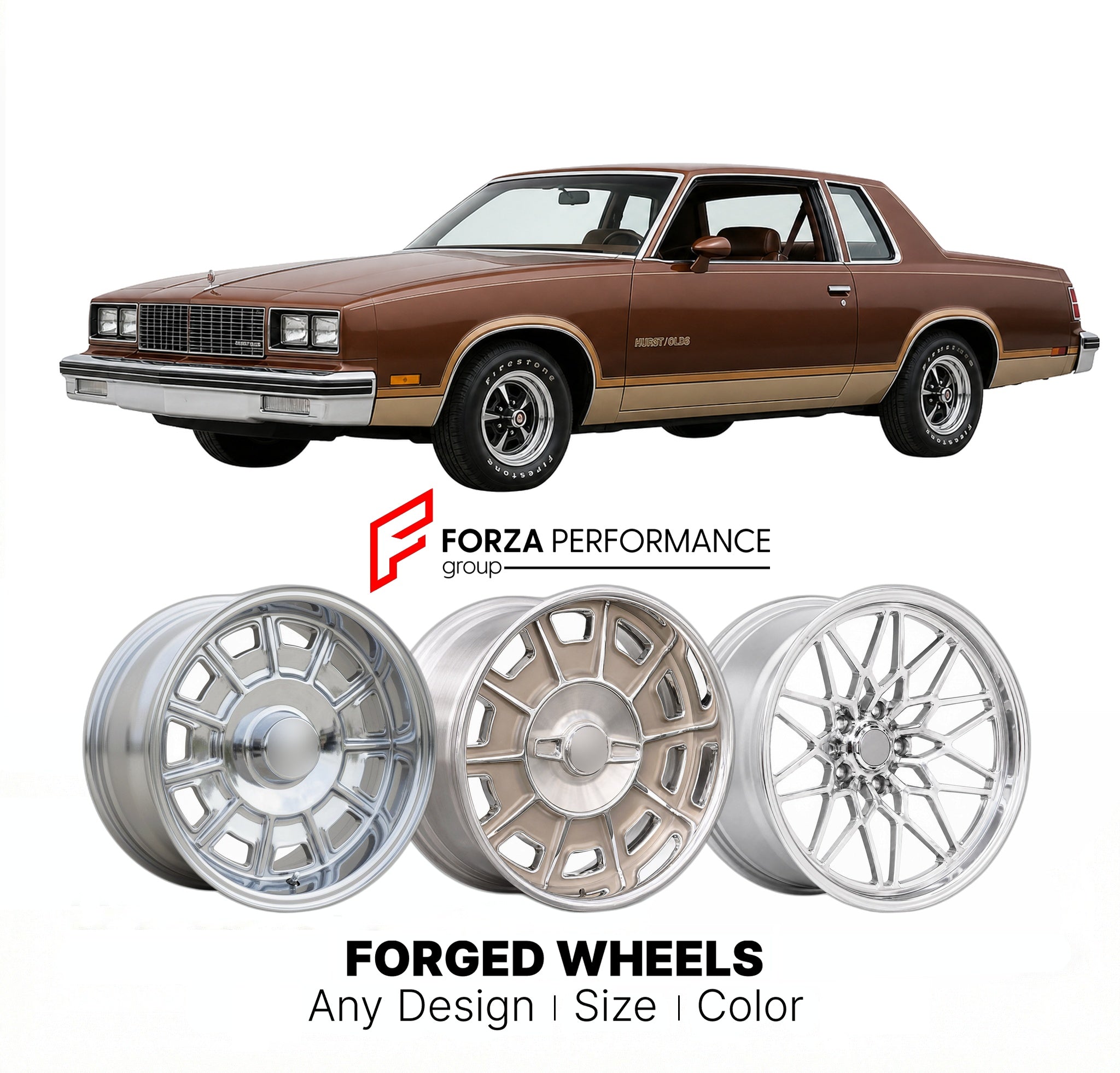 CUSTOM CLASSIC VINTAGE RESTOMOD RETRO OLD SCHOOL FORGED WHEELS RIMS for OLDSMOBILE CUTLASS HURST/OLDS 1978 - 1979