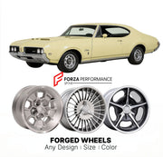 CUSTOM CLASSIC VINTAGE RESTOMOD RETRO OLD SCHOOL FORGED WHEELS RIMS for OLDSMOBILE CUTLASS RAM-ROD 350 1968 - 1968