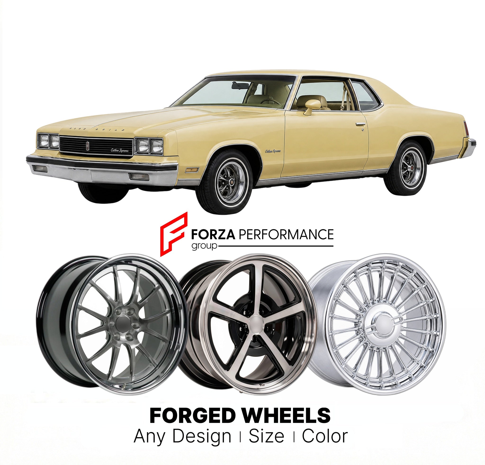 CUSTOM CLASSIC VINTAGE RESTOMOD RETRO OLD SCHOOL FORGED WHEELS RIMS for OLDSMOBILE CUTLASS SUPREME 1978 - 1988