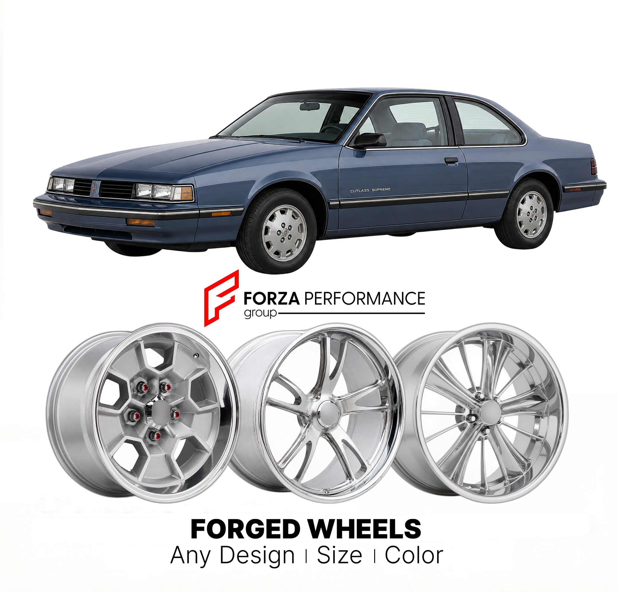 CUSTOM CLASSIC VINTAGE RESTOMOD RETRO OLD SCHOOL FORGED WHEELS RIMS for OLDSMOBILE CUTLASS SUPREME 1989 - 1990