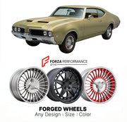 CUSTOM CLASSIC VINTAGE RESTOMOD RETRO OLD SCHOOL FORGED WHEELS RIMS for OLDSMOBILE CUTLASS W-31 1969 - 1970
