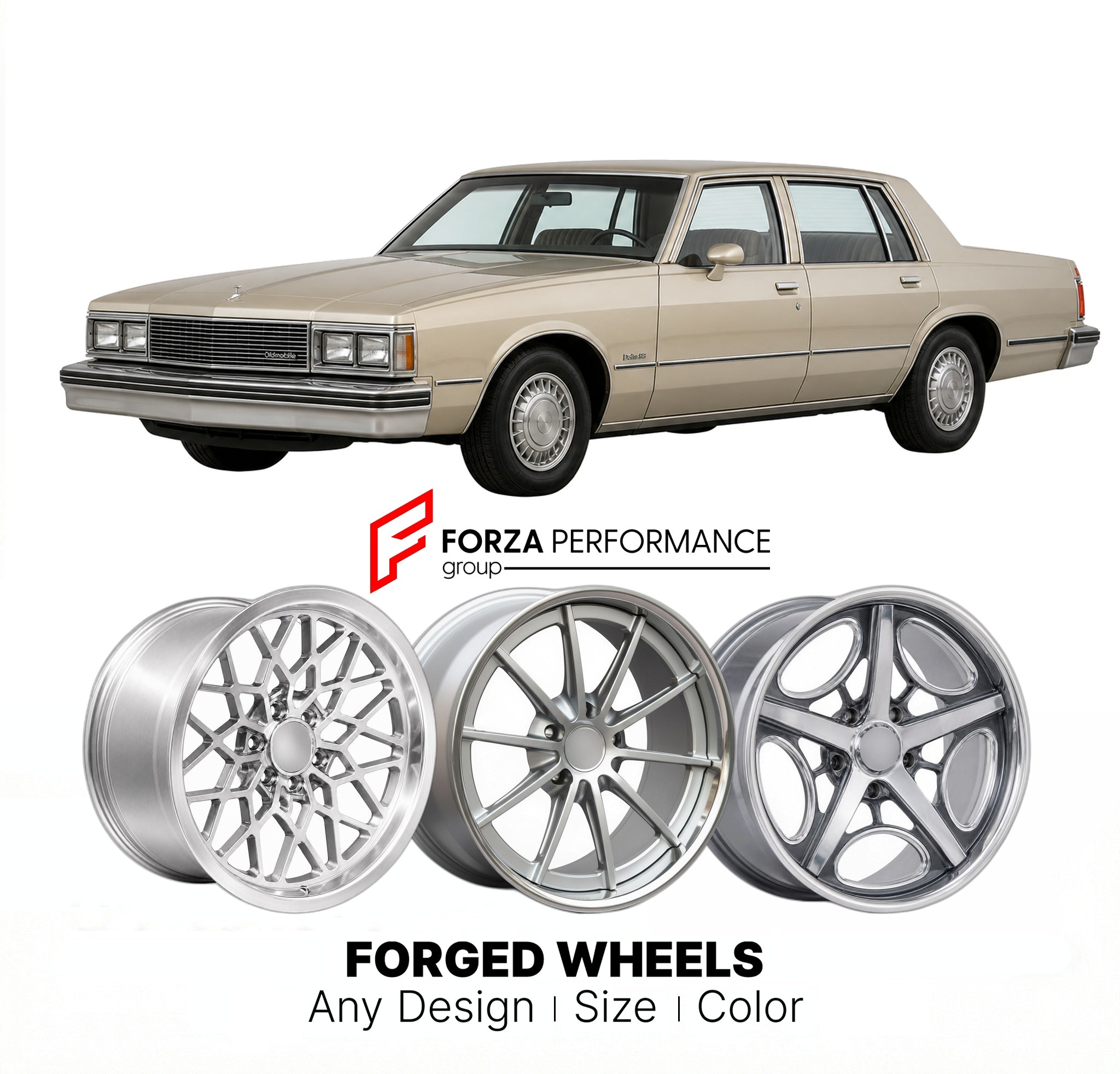 CUSTOM CLASSIC VINTAGE RESTOMOD RETRO OLD SCHOOL FORGED WHEELS RIMS for OLDSMOBILE DELTA 88 1986 - 1990