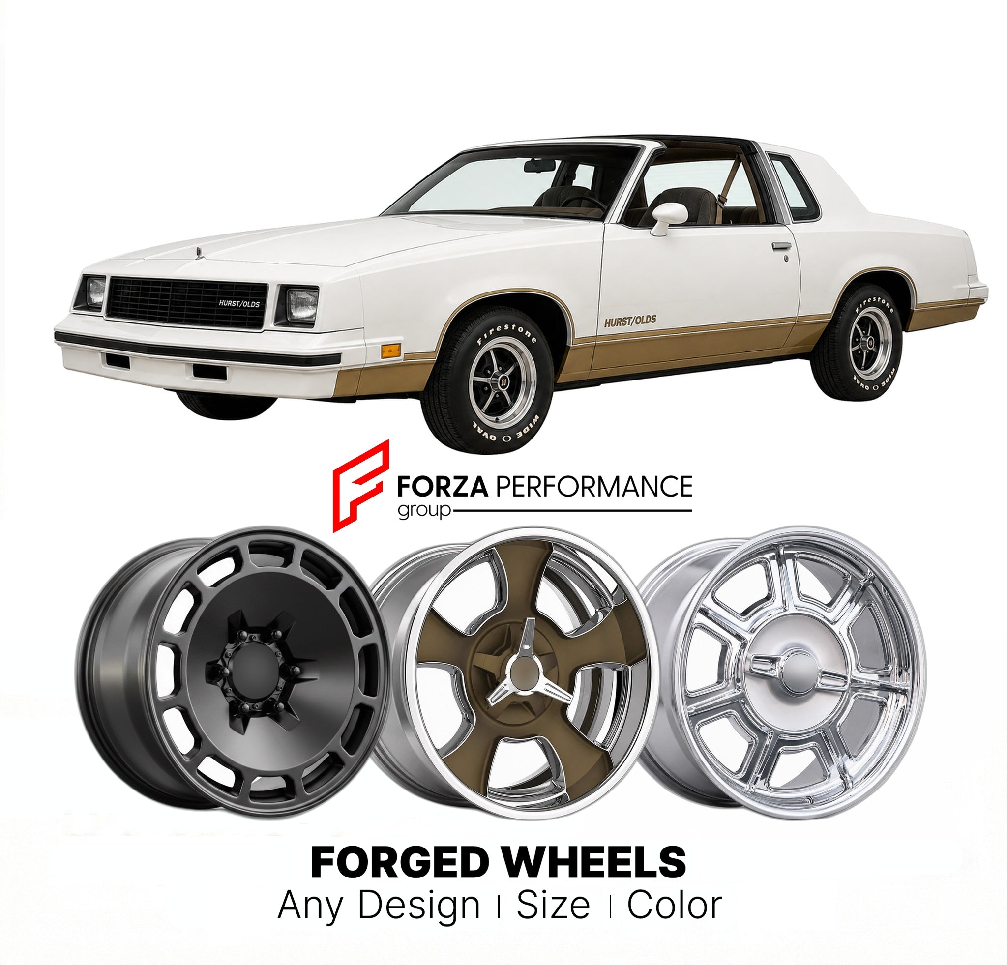 CUSTOM CLASSIC VINTAGE RESTOMOD RETRO OLD SCHOOL FORGED WHEELS RIMS for OLDSMOBILE HURST/OLDS 1978 - 1988