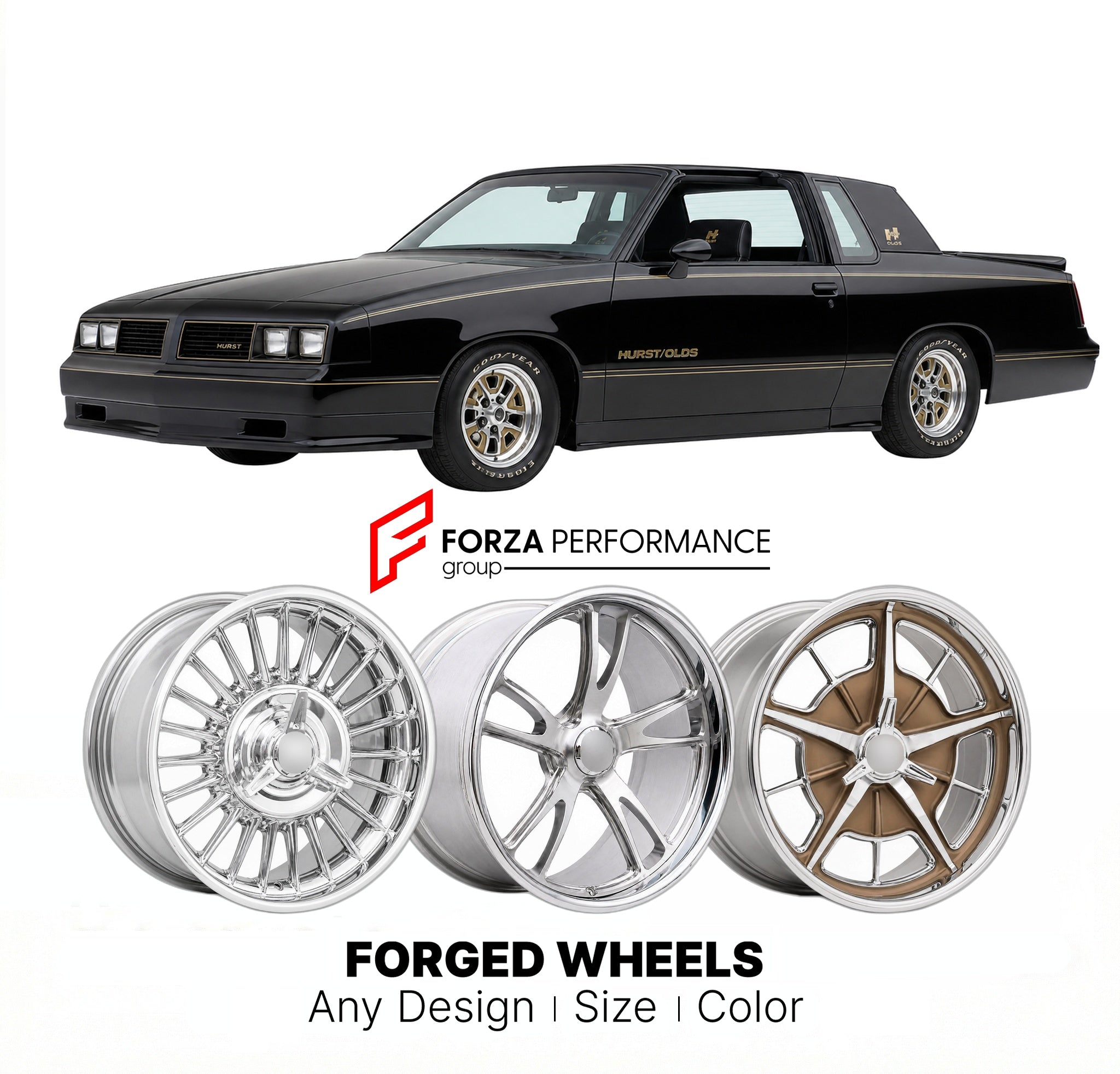 CUSTOM CLASSIC VINTAGE RESTOMOD RETRO OLD SCHOOL FORGED WHEELS RIMS for OLDSMOBILE HURST/OLDS 1989 - 1990
