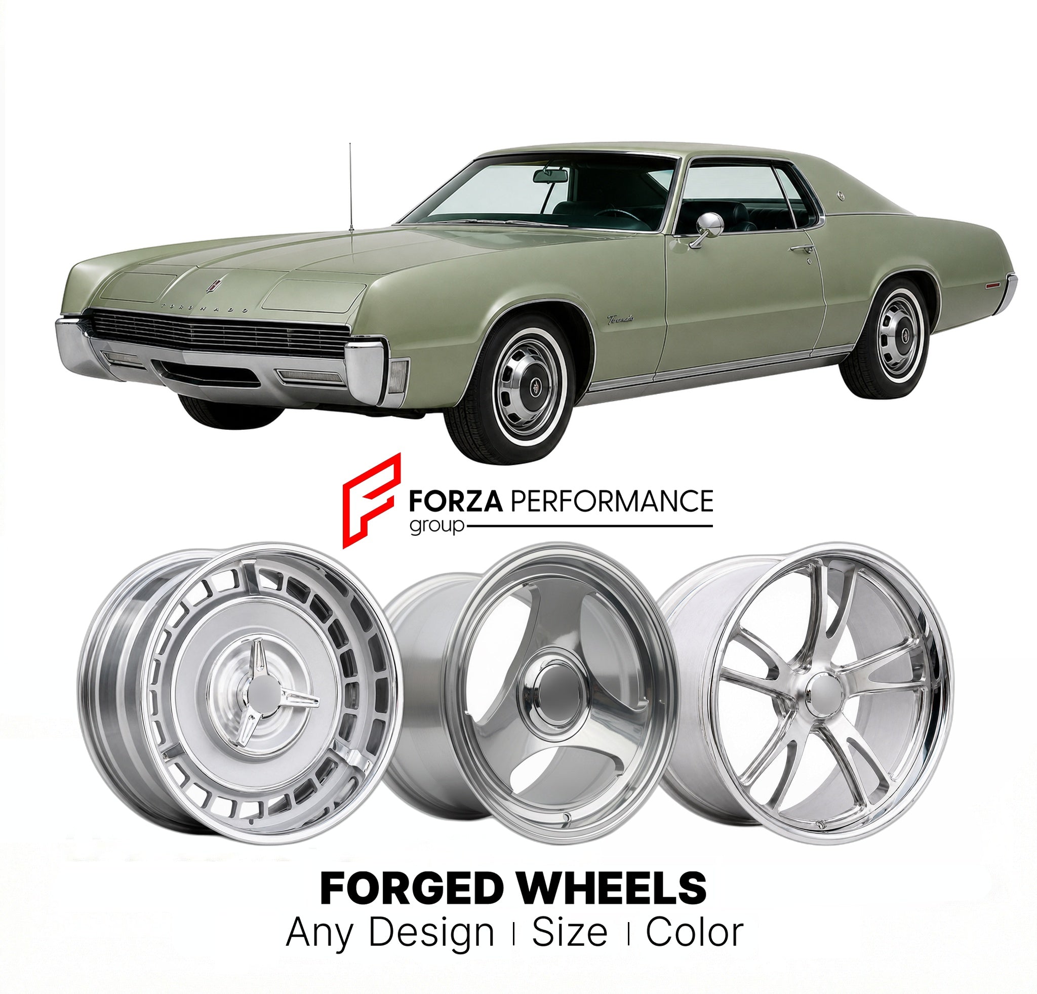 CUSTOM CLASSIC VINTAGE RESTOMOD RETRO OLD SCHOOL FORGED WHEELS RIMS for OLDSMOBILE TORONADO 1971 - 1978