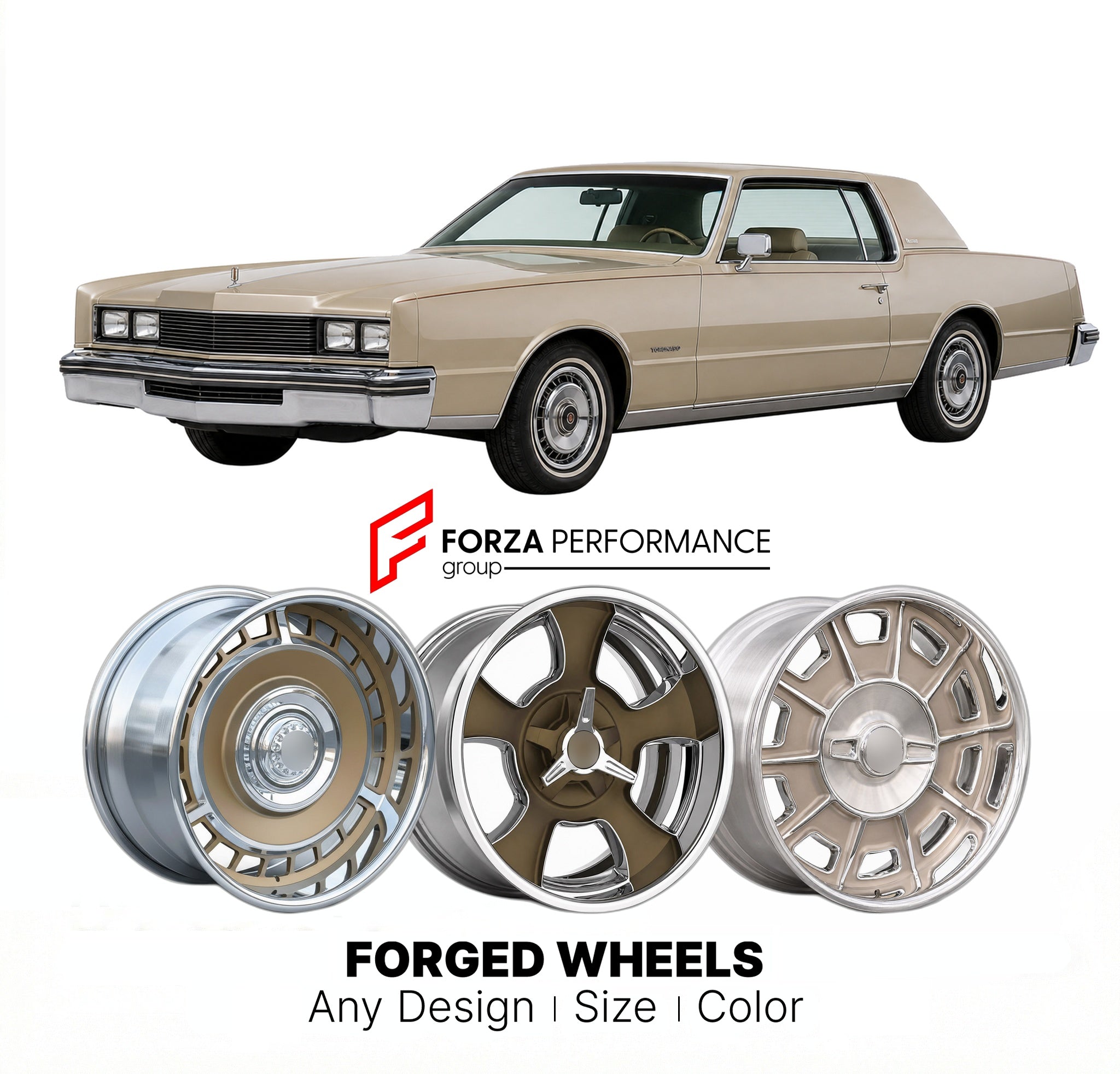 CUSTOM CLASSIC VINTAGE RESTOMOD RETRO OLD SCHOOL FORGED WHEELS RIMS for OLDSMOBILE TORONADO 1979 - 1985
