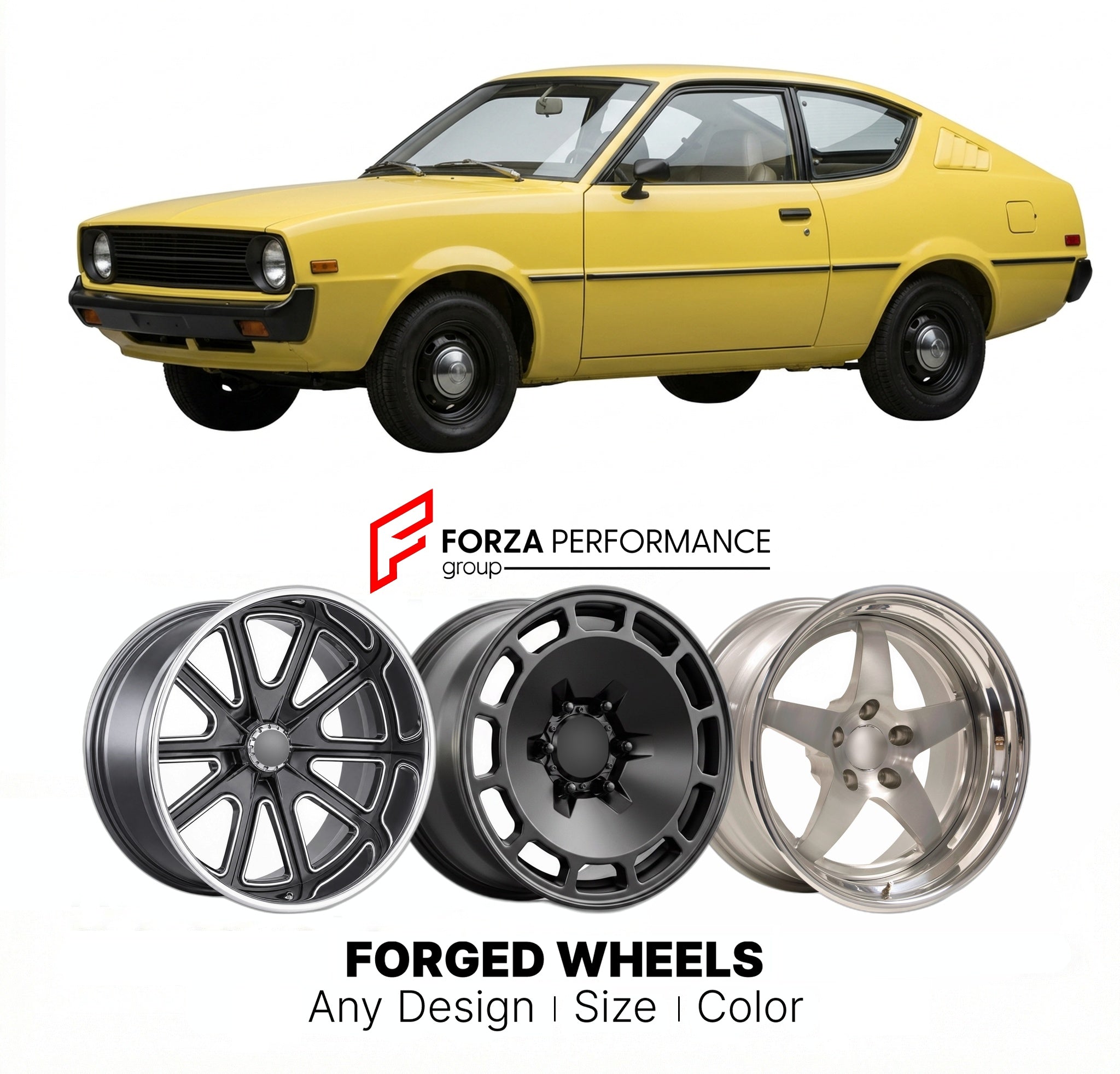 CUSTOM CLASSIC VINTAGE RESTOMOD RETRO OLD SCHOOL FORGED WHEELS RIMS for PLYMOUTH ARROW 1976 - 1980