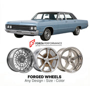 CUSTOM CLASSIC VINTAGE RESTOMOD RETRO OLD SCHOOL FORGED WHEELS RIMS for PLYMOUTH FURY 1969 - 1973