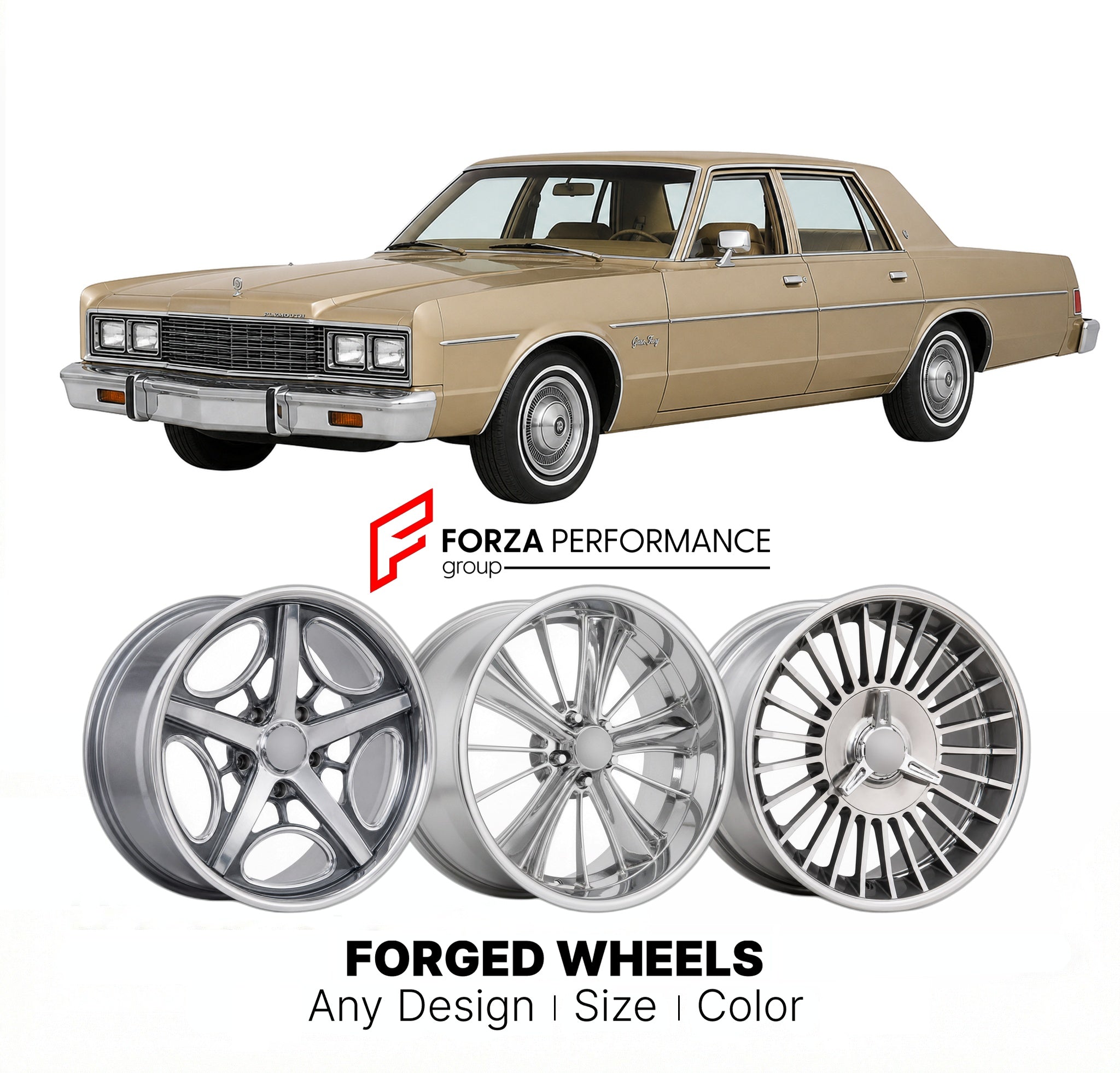 CUSTOM CLASSIC VINTAGE RESTOMOD RETRO OLD SCHOOL FORGED WHEELS RIMS for PLYMOUTH GRAN FURY 1979 - 1981