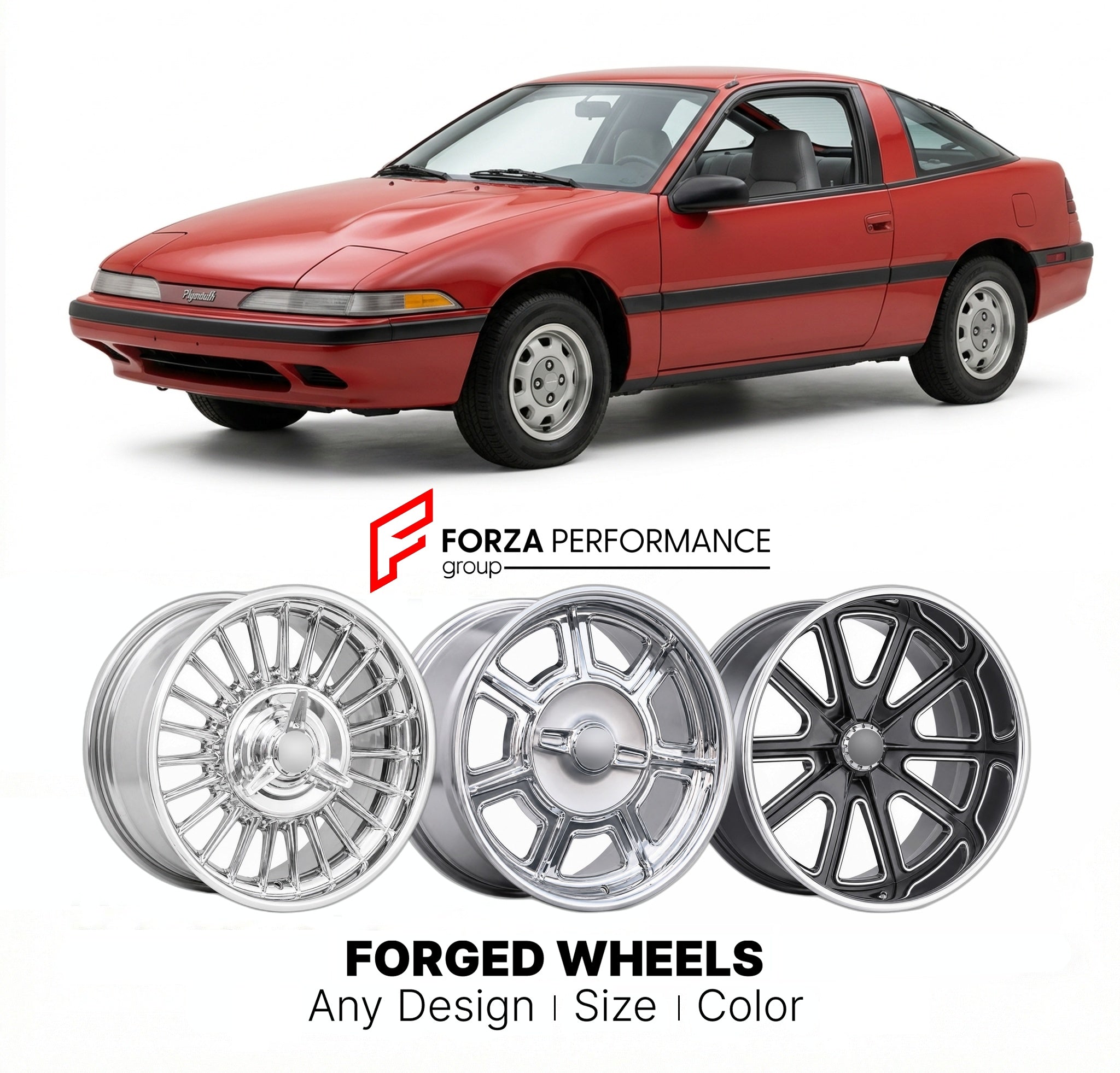 CUSTOM CLASSIC VINTAGE RESTOMOD RETRO OLD SCHOOL FORGED WHEELS RIMS for PLYMOUTH LASER 1981 - 1983