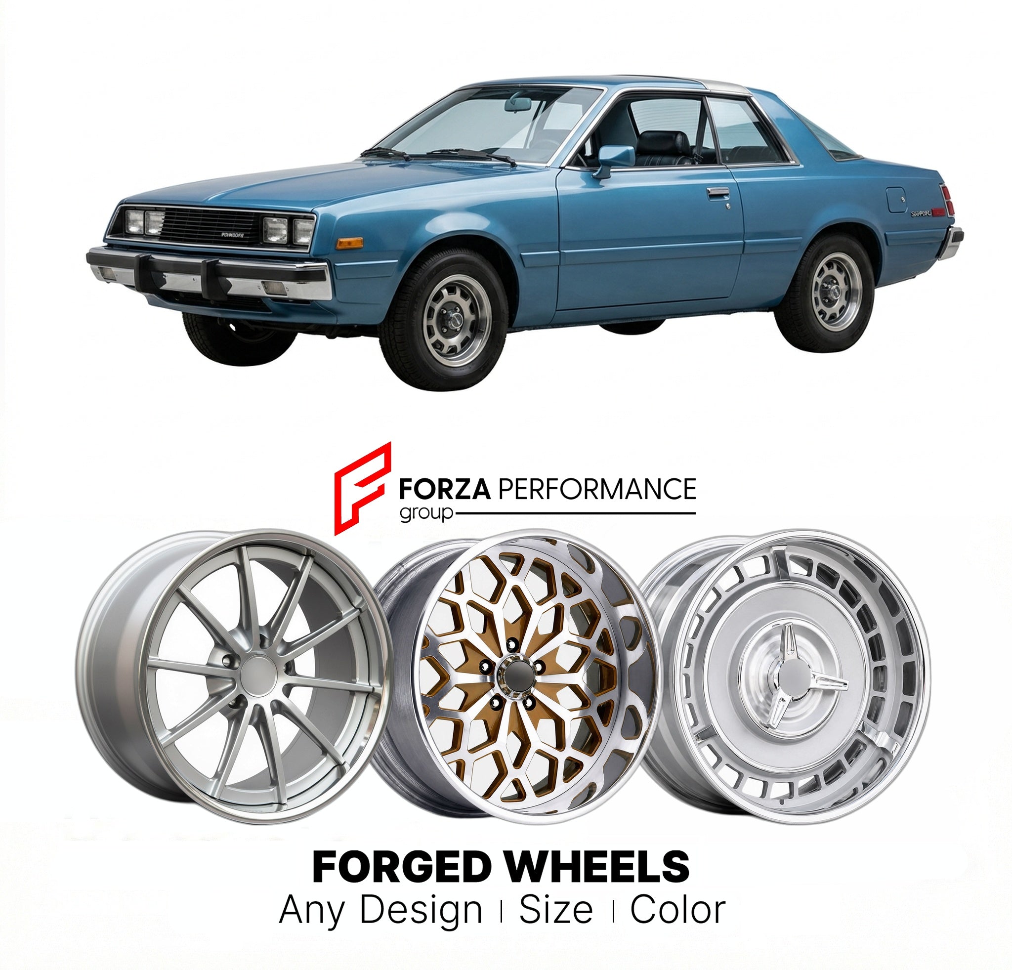 CUSTOM CLASSIC VINTAGE RESTOMOD RETRO OLD SCHOOL FORGED WHEELS RIMS for PLYMOUTH SAPPORO 1978 - 1983