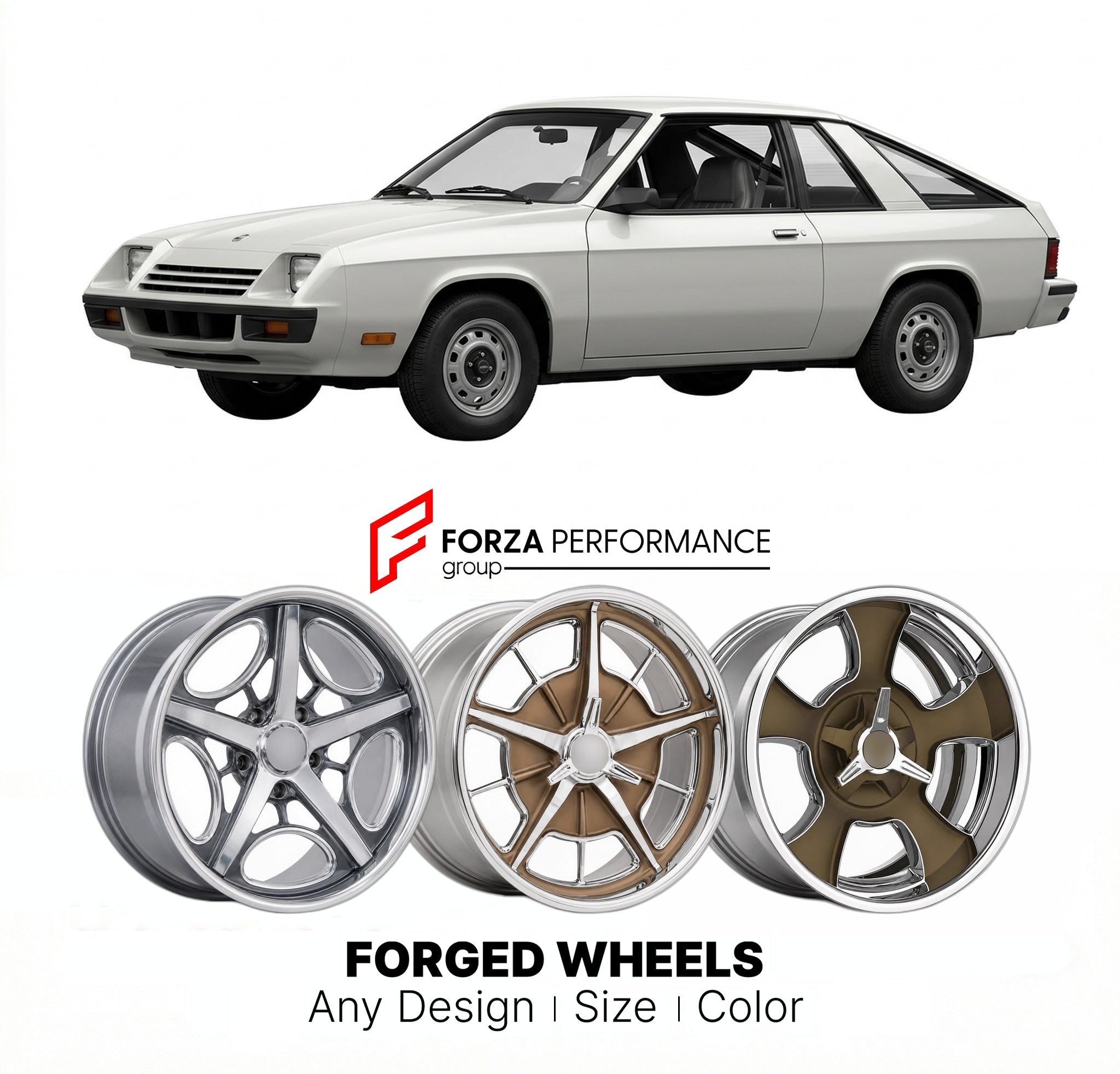 CUSTOM CLASSIC VINTAGE RESTOMOD RETRO OLD SCHOOL FORGED WHEELS RIMS for PLYMOUTH TURISMO 1981 - 1987