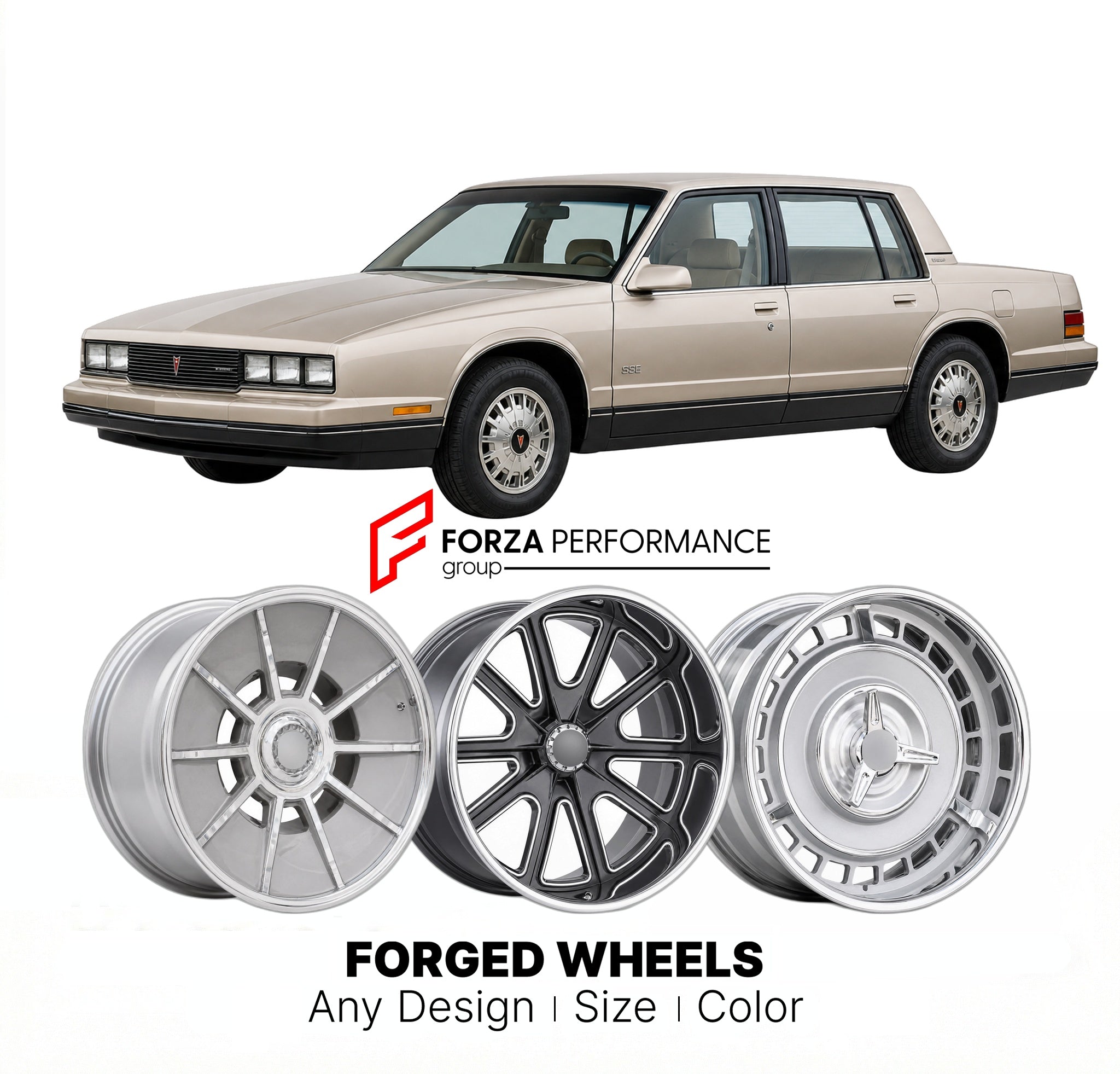 CUSTOM CLASSIC VINTAGE RESTOMOD RETRO OLD SCHOOL FORGED WHEELS RIMS for PONTIAC BONNEVILLE SSE 1987 - 1989