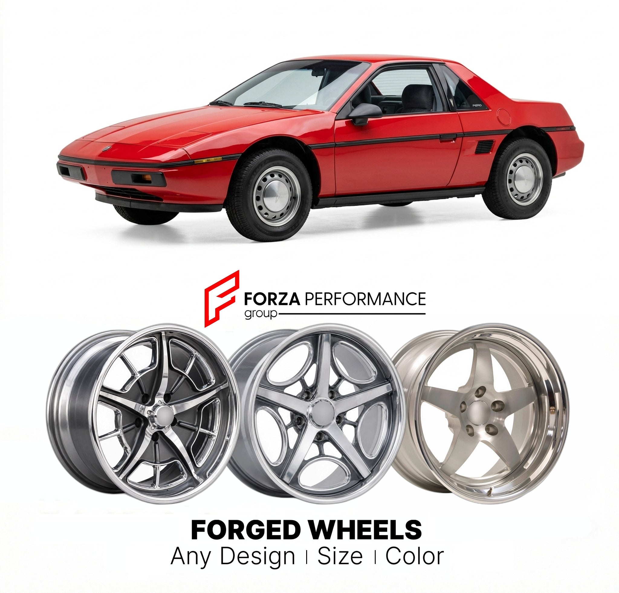 CUSTOM CLASSIC VINTAGE RESTOMOD RETRO OLD SCHOOL FORGED WHEELS RIMS for PONTIAC FIERO 1984 - 1988