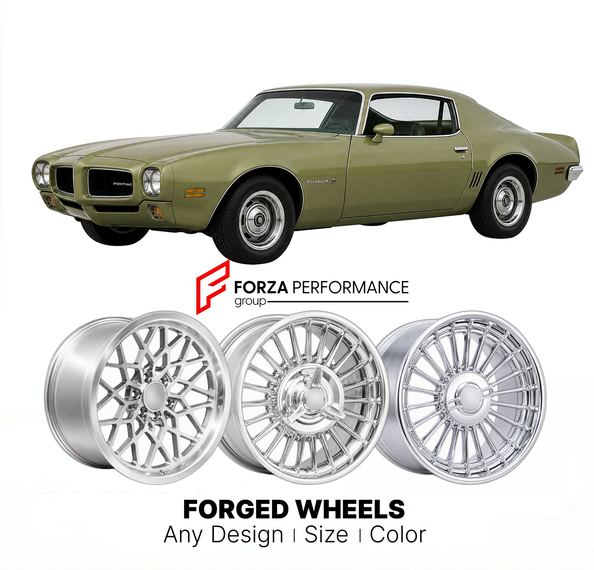 CUSTOM CLASSIC VINTAGE RESTOMOD RETRO OLD SCHOOL FORGED WHEELS RIMS for PONTIAC FIREBIRD 1970 - 1981
