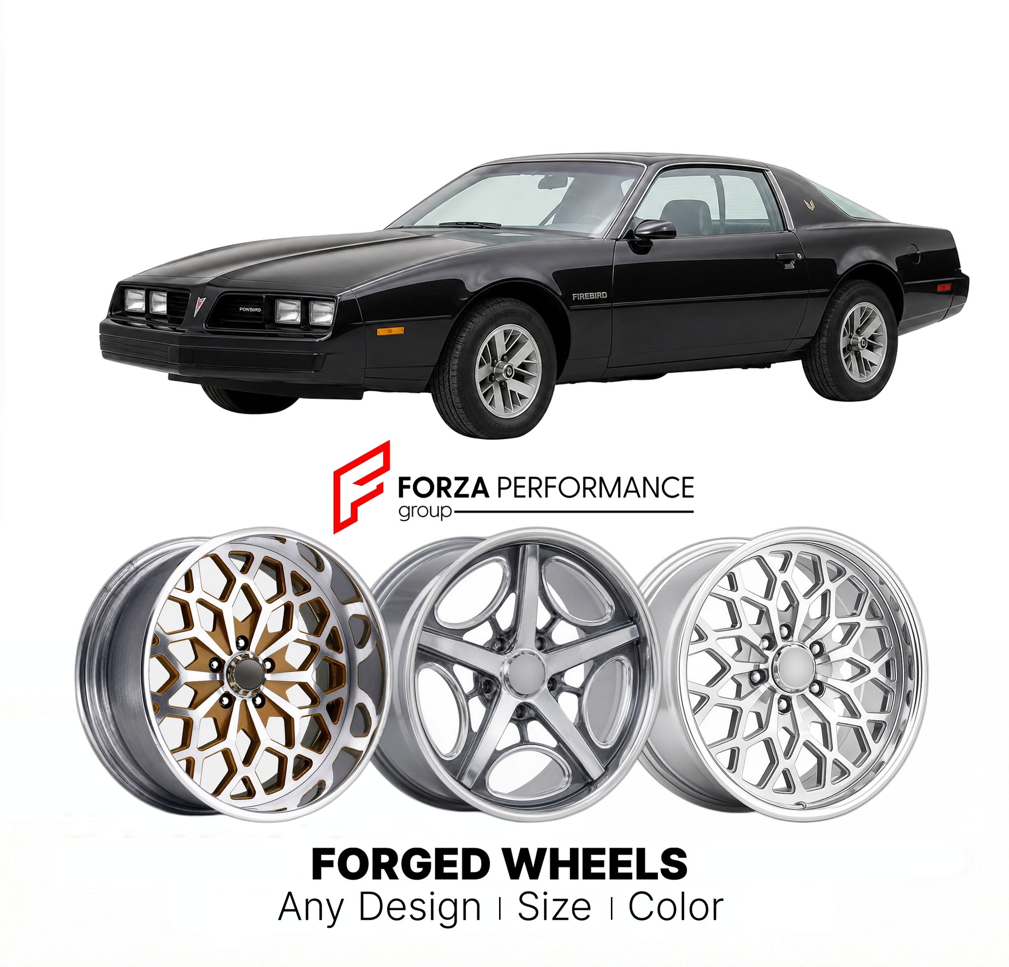 CUSTOM CLASSIC VINTAGE RESTOMOD RETRO OLD SCHOOL FORGED WHEELS RIMS for PONTIAC FIREBIRD 1982 - 1990