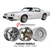 CUSTOM CLASSIC VINTAGE RESTOMOD RETRO OLD SCHOOL FORGED WHEELS RIMS for PONTIAC FIREBIRD TRANS AM 10TH ANNIVERSARY 1979 - 1979