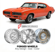 CUSTOM CLASSIC VINTAGE RESTOMOD RETRO OLD SCHOOL FORGED WHEELS RIMS for PONTIAC GTO JUDGE 1969 - 1971