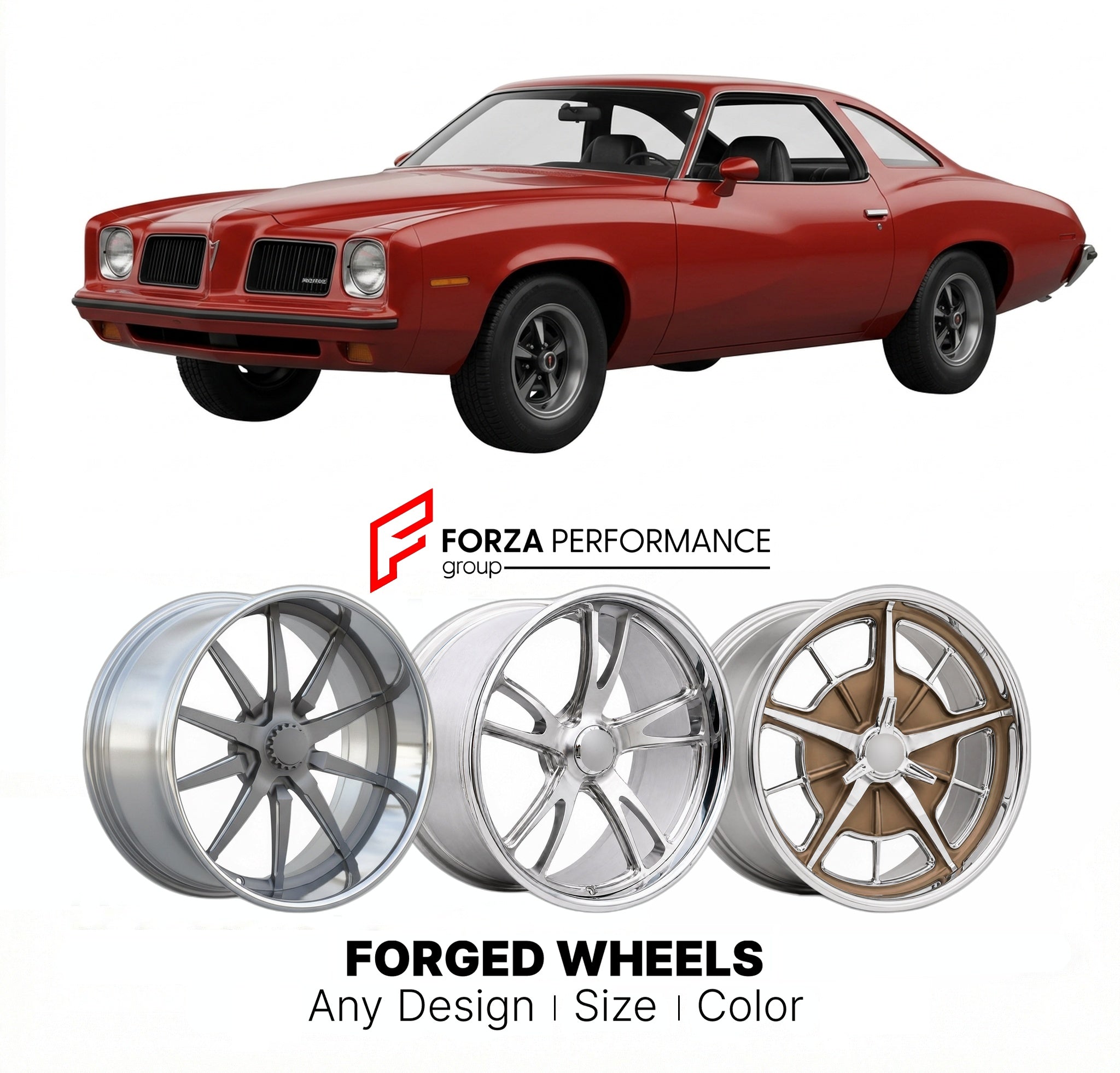 CUSTOM CLASSIC VINTAGE RESTOMOD RETRO OLD SCHOOL FORGED WHEELS RIMS for PONTIAC GRAND AM 1973 - 1990