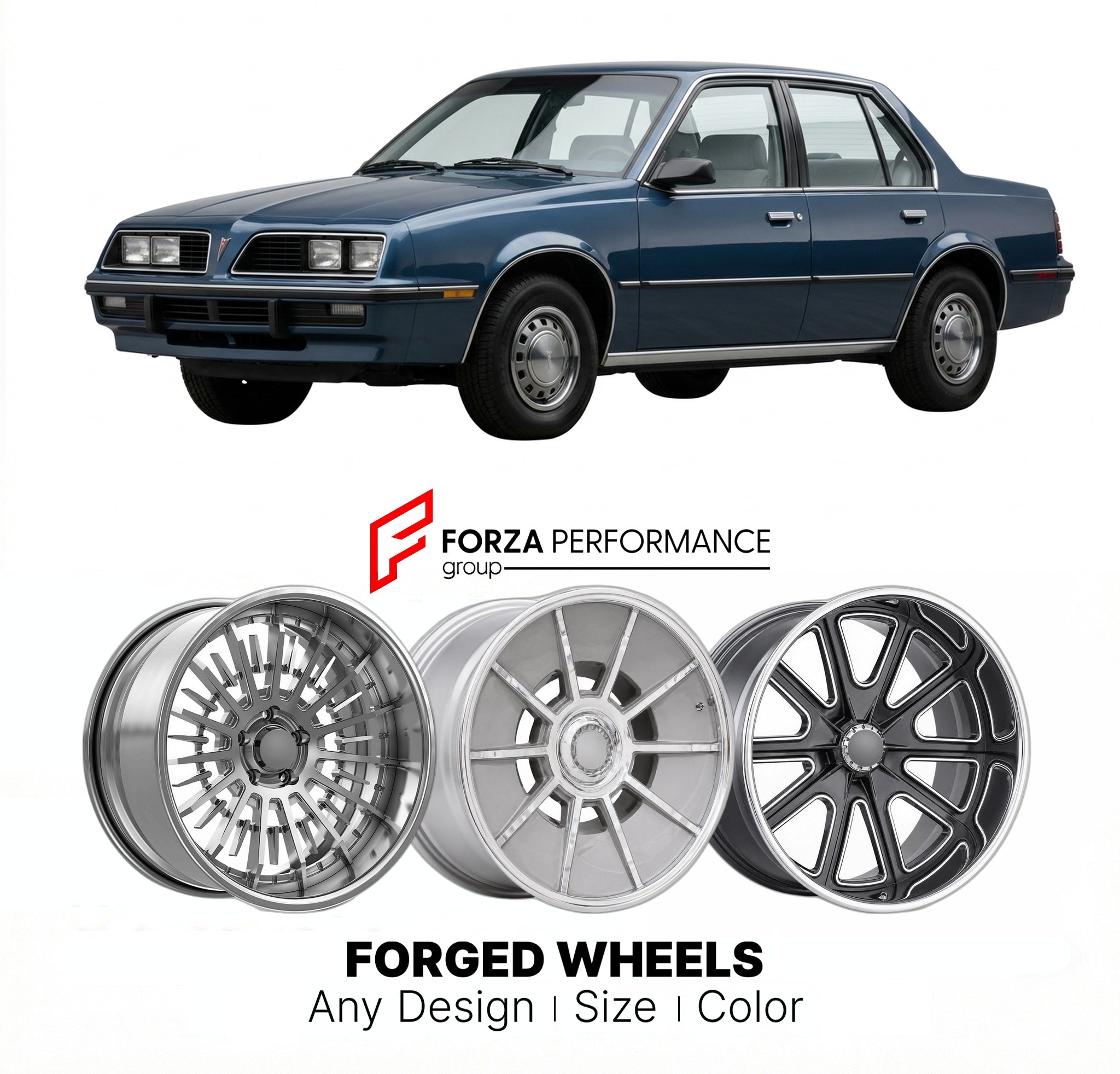 CUSTOM CLASSIC VINTAGE RESTOMOD RETRO OLD SCHOOL FORGED WHEELS RIMS for PONTIAC J2000 1982 - 1983