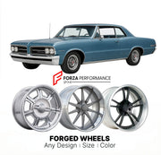 CUSTOM CLASSIC VINTAGE RESTOMOD RETRO OLD SCHOOL FORGED WHEELS RIMS for PONTIAC LEMANS 1964 - 1967