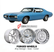 CUSTOM CLASSIC VINTAGE RESTOMOD RETRO OLD SCHOOL FORGED WHEELS RIMS for PONTIAC LEMANS 1968 - 1972