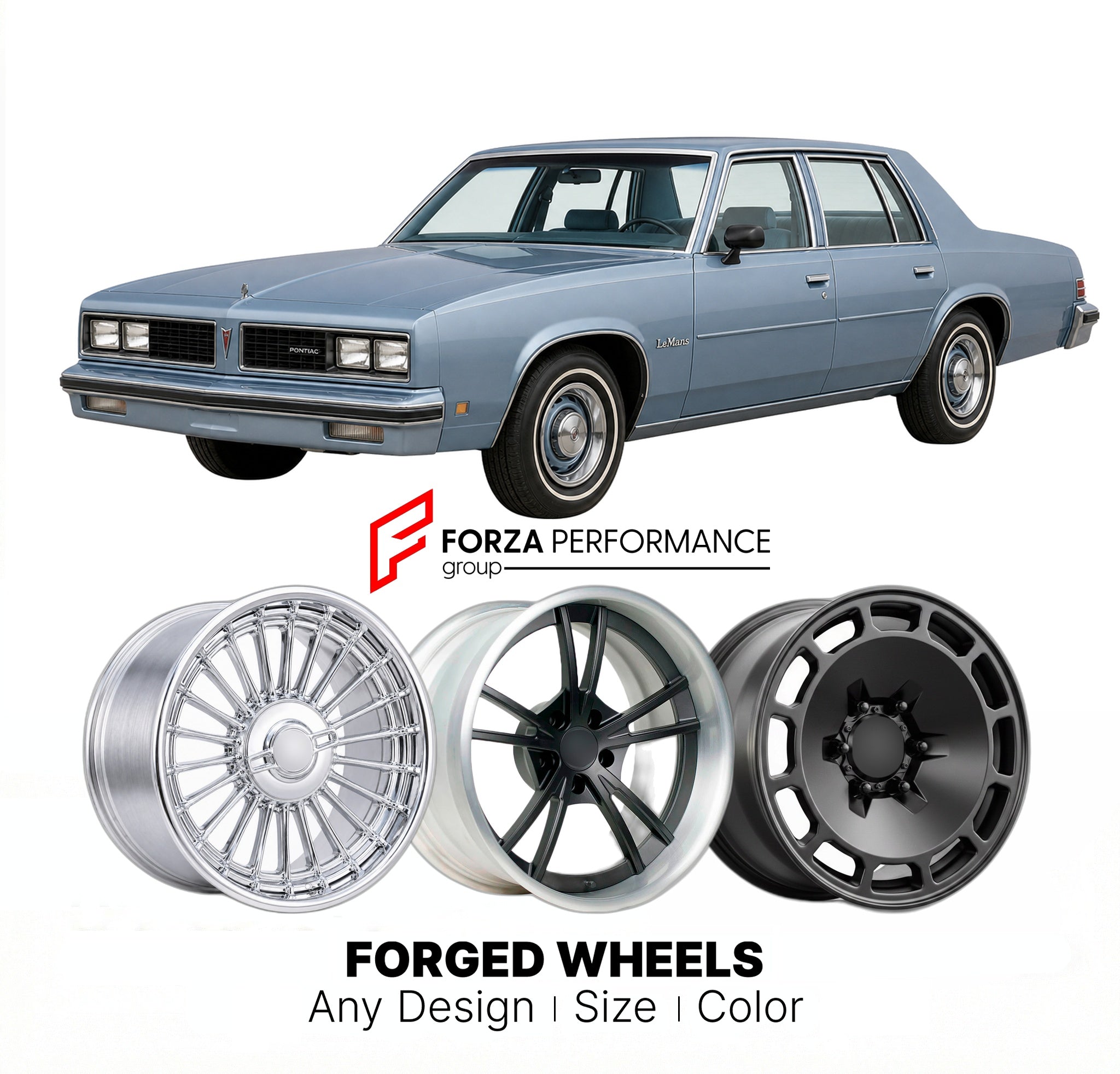 CUSTOM CLASSIC VINTAGE RESTOMOD RETRO OLD SCHOOL FORGED WHEELS RIMS for PONTIAC LEMANS 1978 - 1981