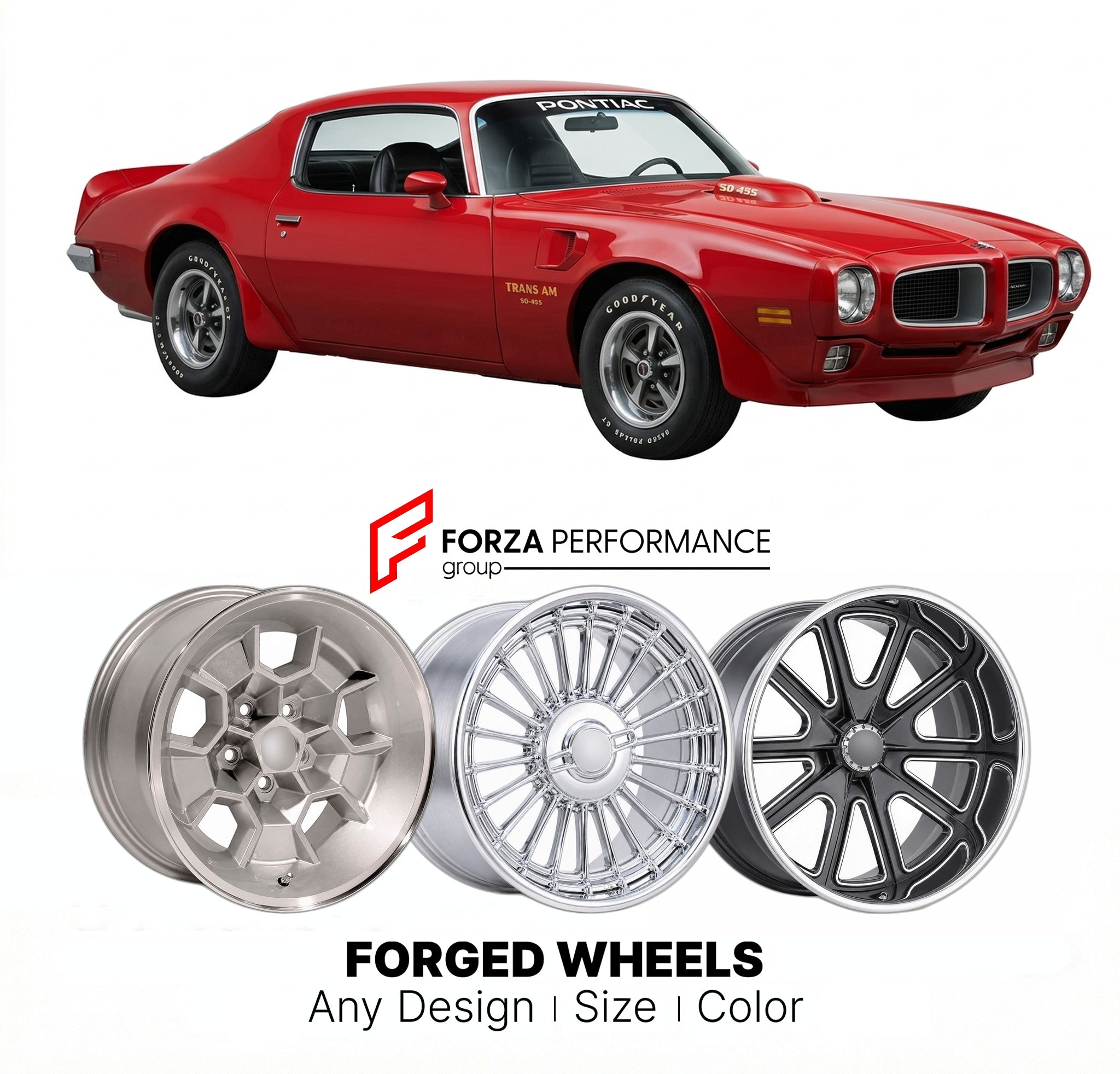 CUSTOM CLASSIC VINTAGE RESTOMOD RETRO OLD SCHOOL FORGED WHEELS RIMS for PONTIAC SUPER DUTY 1973 - 1974
