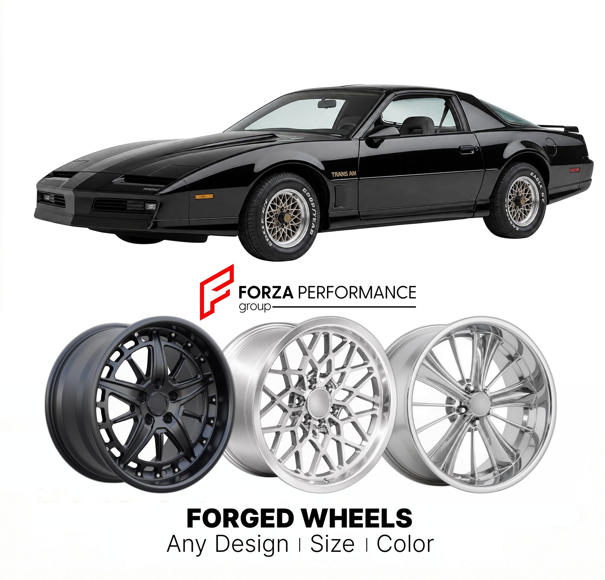 CUSTOM CLASSIC VINTAGE RESTOMOD RETRO OLD SCHOOL FORGED WHEELS RIMS for PONTIAC TRANS AM WS6 1982 - 1989