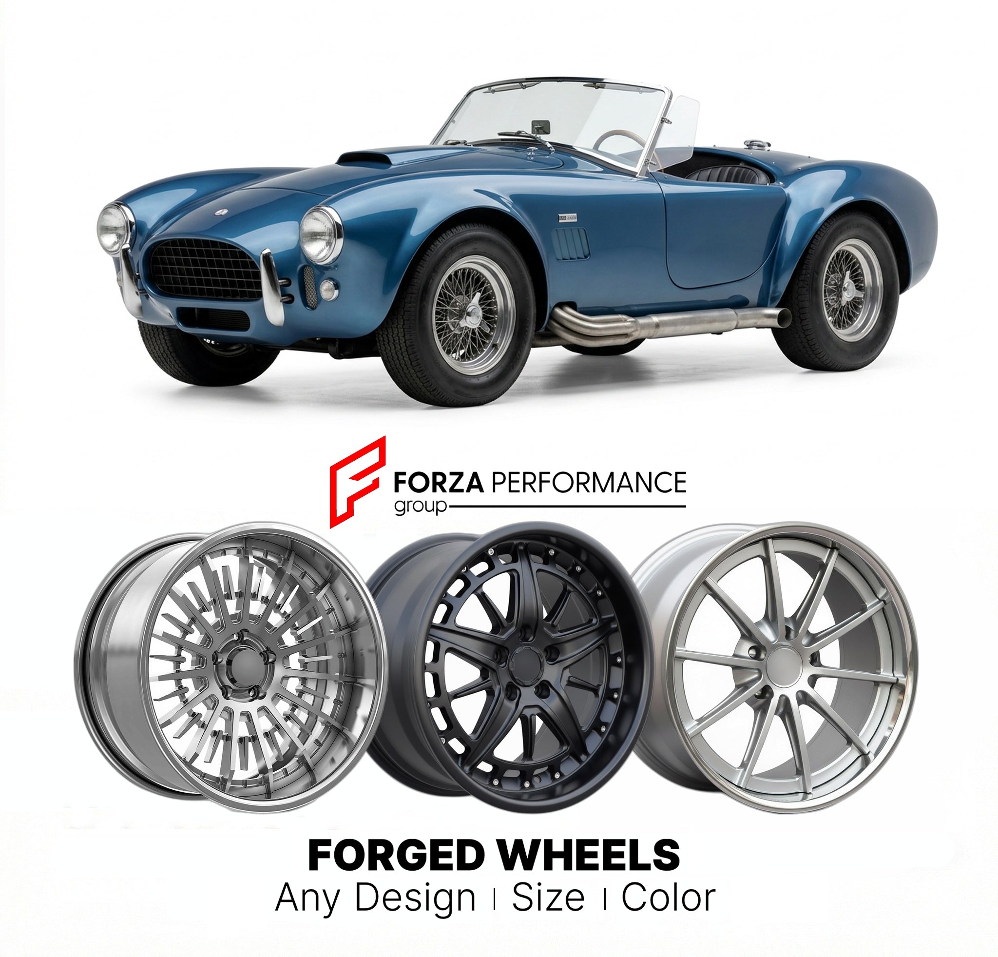 CUSTOM CLASSIC VINTAGE RESTOMOD RETRO OLD SCHOOL FORGED WHEELS RIMS for SHELBY COBRA 289 1962 - 1965