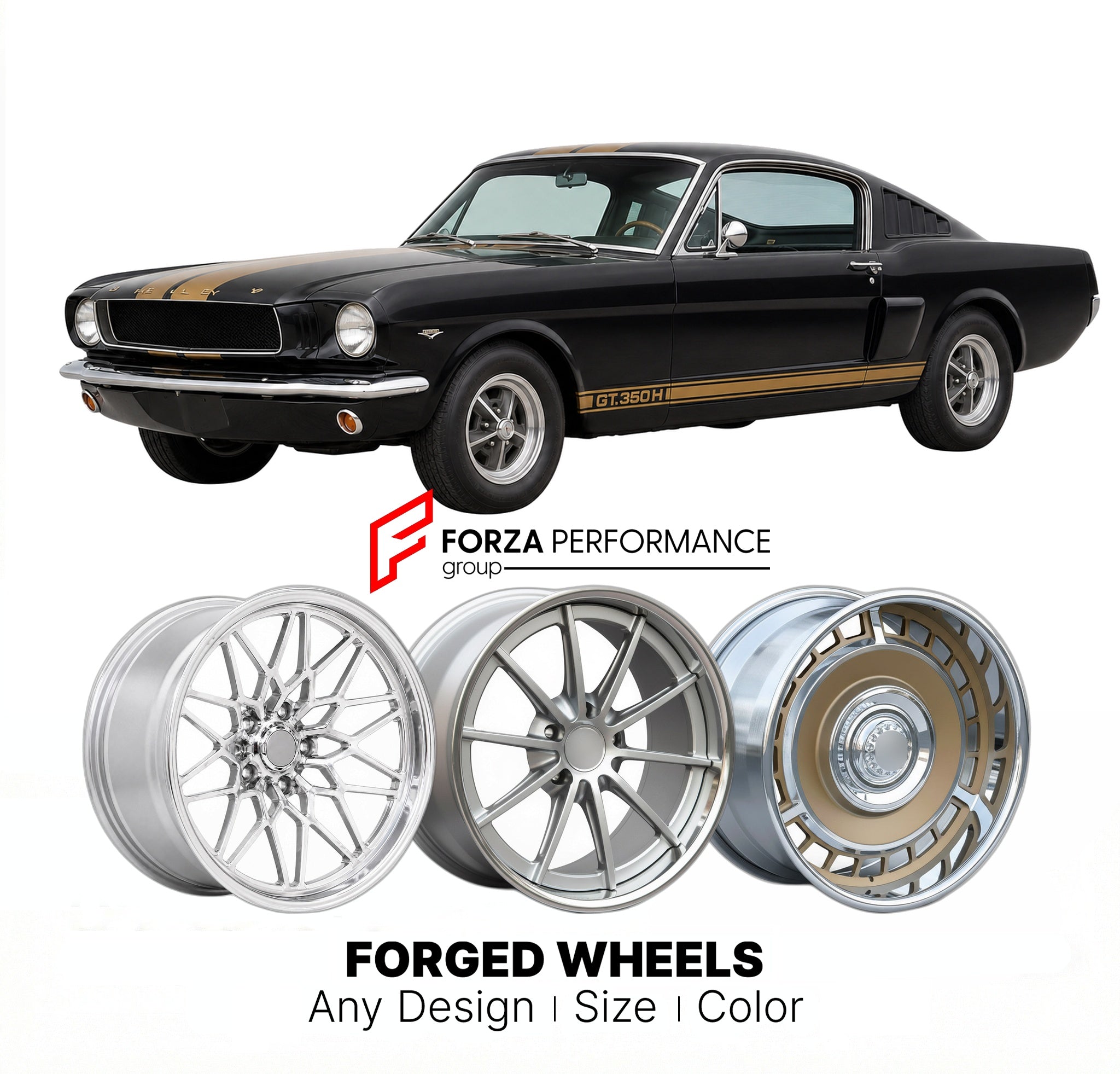 CUSTOM CLASSIC VINTAGE RESTOMOD RETRO OLD SCHOOL FORGED WHEELS RIMS for SHELBY GT350H 1966 - 1966