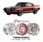 CUSTOM CLASSIC VINTAGE RESTOMOD RETRO OLD SCHOOL FORGED WHEELS RIMS for SHELBY GT500 1967 - 1968
