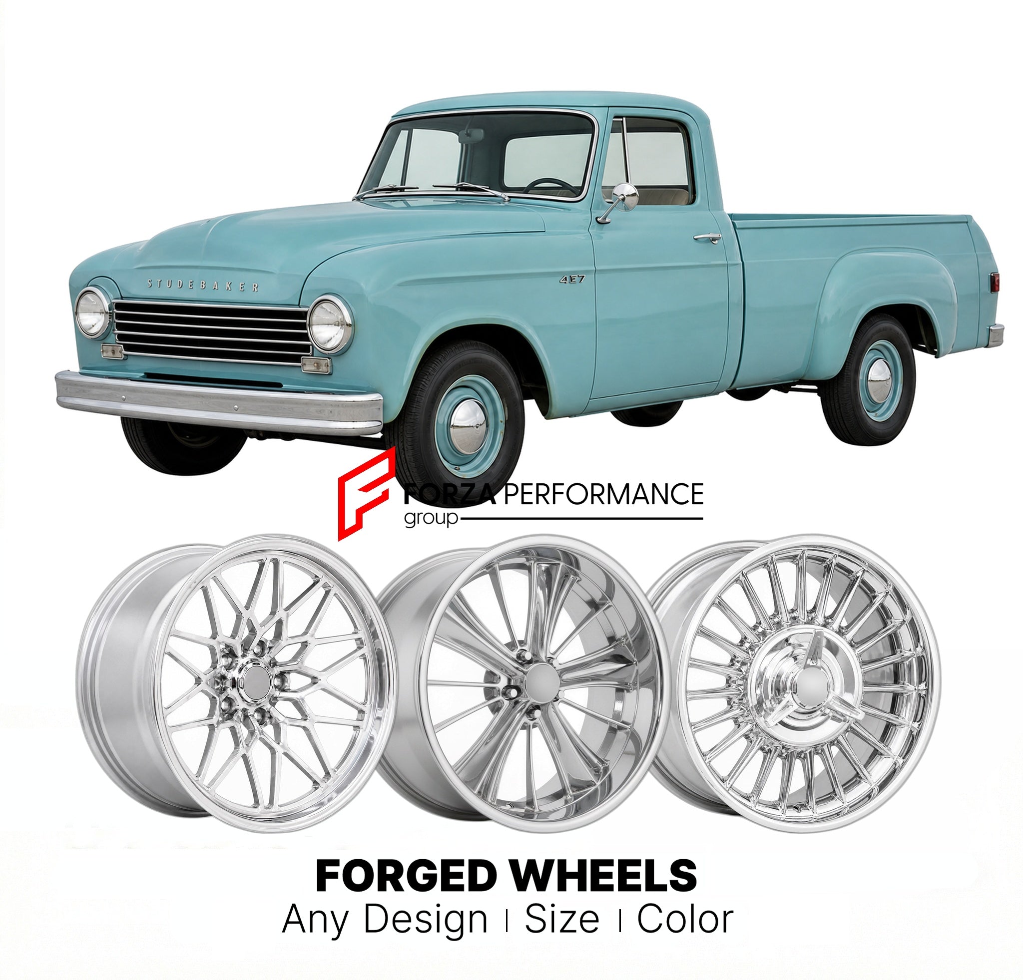 CUSTOM CLASSIC VINTAGE RESTOMOD RETRO OLD SCHOOL FORGED WHEELS RIMS for STUDEBAKER 4E7 1959