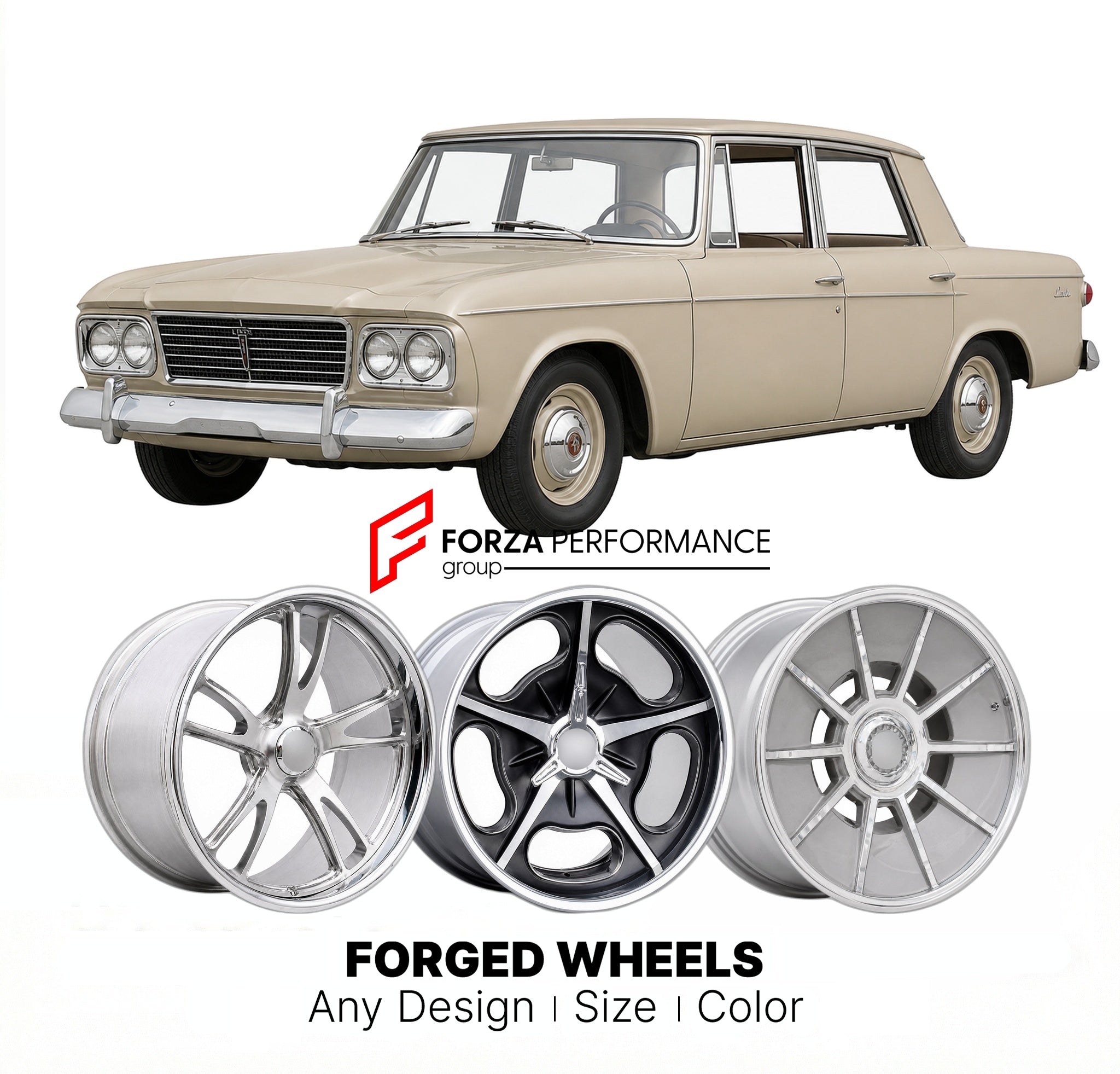 CUSTOM CLASSIC VINTAGE RESTOMOD RETRO OLD SCHOOL FORGED WHEELS RIMS for STUDEBAKER 6E5 1960 - 1964