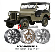 CUSTOM CLASSIC VINTAGE RESTOMOD RETRO OLD SCHOOL FORGED WHEELS RIMS for WILLYS CJ-3B 1958 - 1968