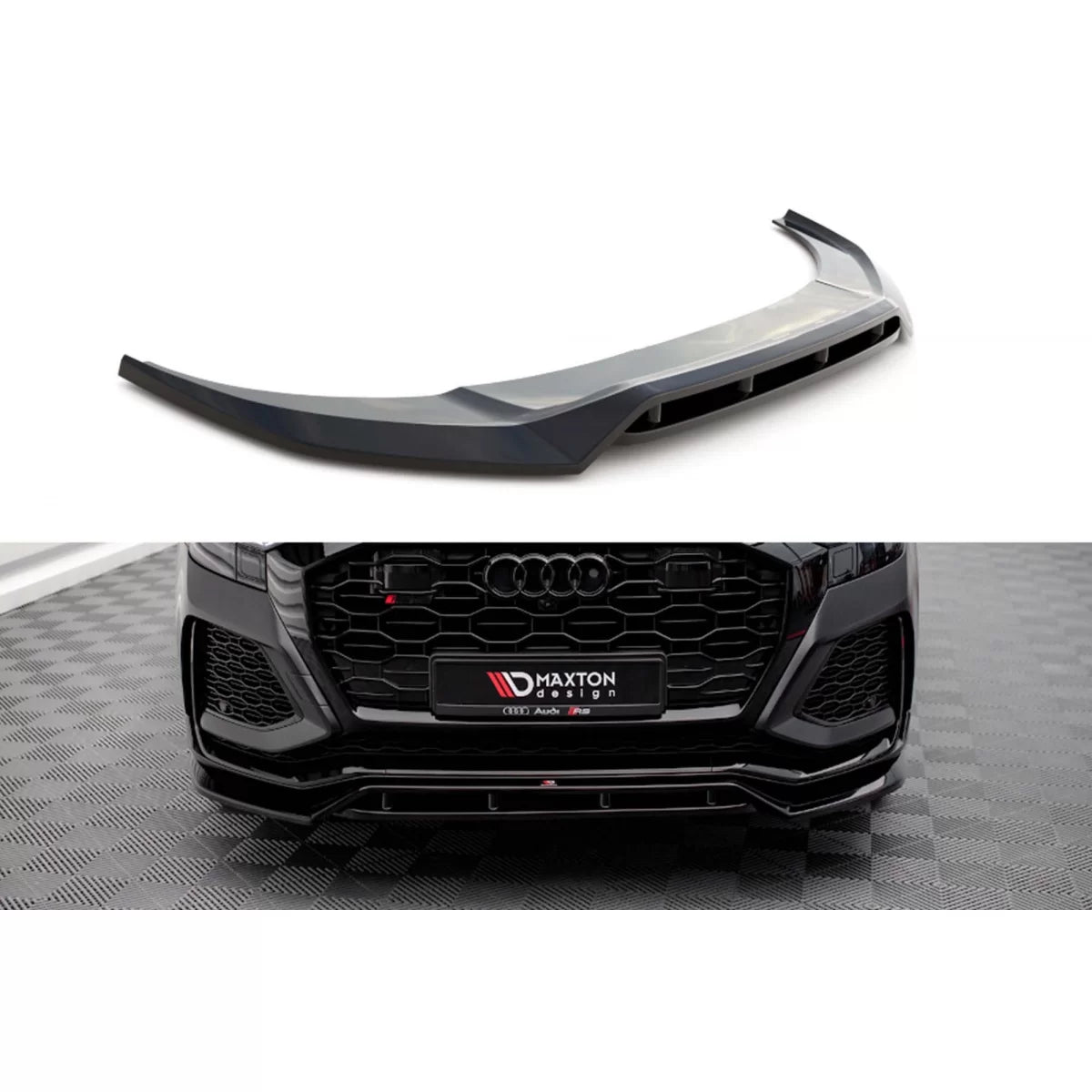 Maxton Design version 3 spoiler suitable for front bumper of Audi RSQ8 MK1 after 2019, black lacquer – product image 1