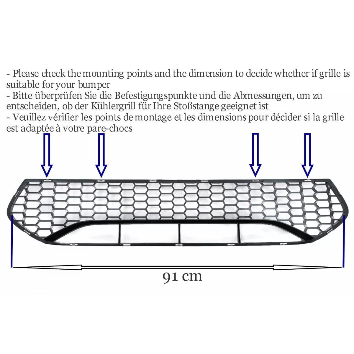 Middle Lower Grille suitable for BMW 5 Series G30 G31 Limousine Touring (2017-2019) M5 Bumper – product image 1