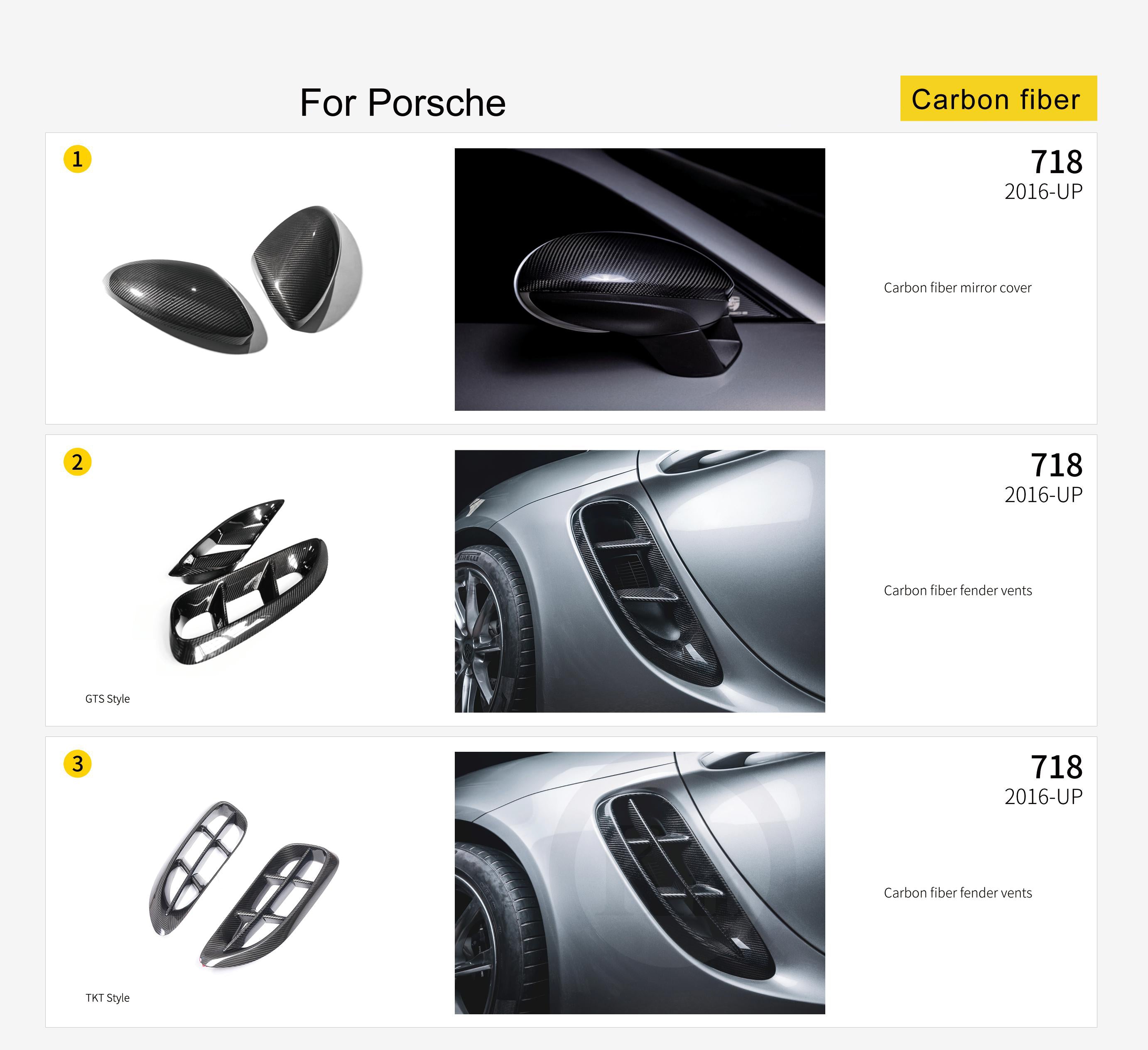 CARBON EXTERIOR PARTS for PORSCHE 718 982 2016+