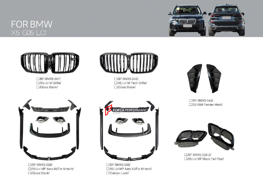 AERO BODY KIT FOR BMW X5 G05 LCI 2023+ | MP M-PERFORMANCE STYLE