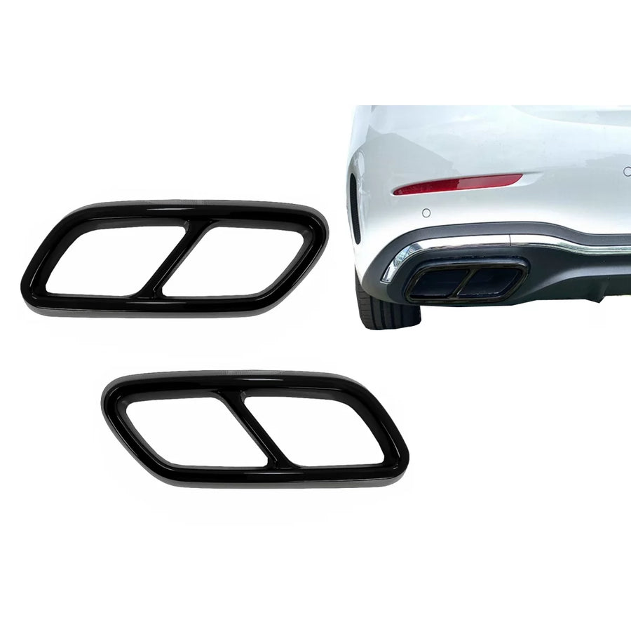 Muffler Tips Frames suitable for Mercedes C-Class W206 S206 Sport Line (2021-Up) Piano Black – product image 1