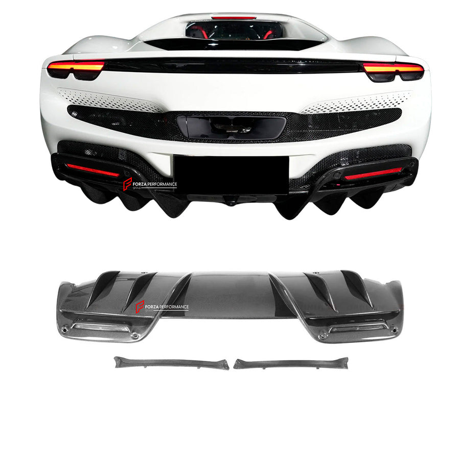 Buy Now DRY CARBON REPLACEMENT REAR DIFFUSER for FERRARI 296 GTS GTB and upgrade car parts from SIR Tuning at the Best Price. Headlights, Tail lights, Bodykits, Navigations, body kit and more - Fast & Free Shipping within Europe, US & Worldwide.