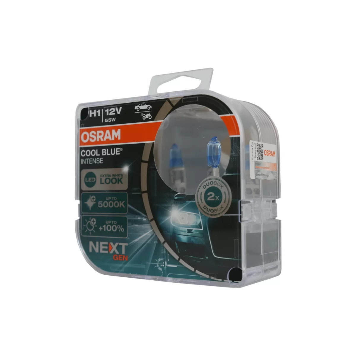 OSRAM COOL BLUE INTENSE NEXT GEN H1 Auto-Moto Halogen Headlamp 64150CBN-HCB 12V Hard cover box (2 Units) – product image 1