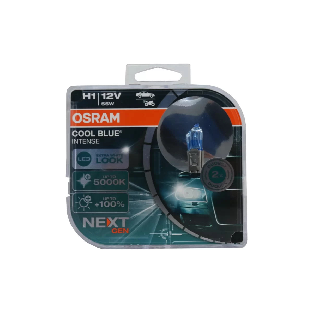 OSRAM COOL BLUE INTENSE NEXT GEN H1 Auto-Moto Halogen Headlamp 64150CBN-HCB 12V Hard cover box (2 Units) – product image 1