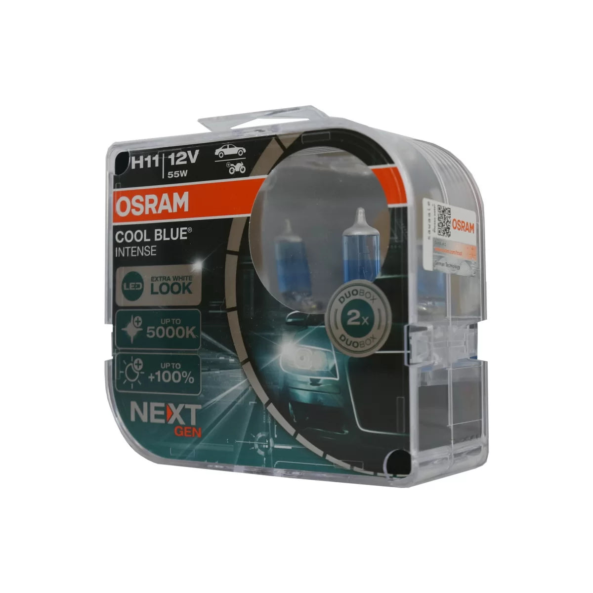 OSRAM COOL BLUE INTENSE NEXT GEN H11 Auto-Moto Halogen Headlamp 64211CBN-HCB 12V Hard cover box (2 Units) – product image 1