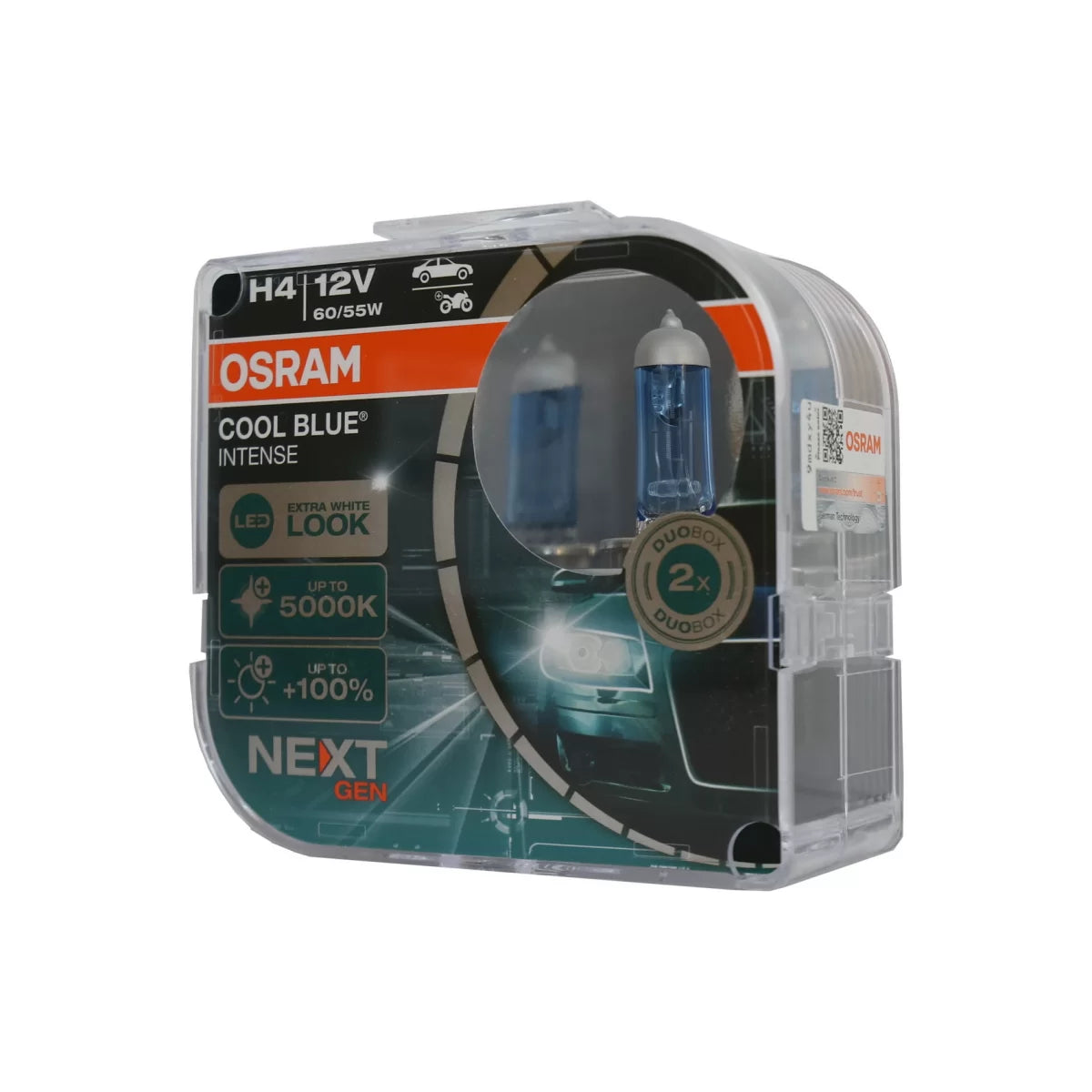 OSRAM COOL BLUE INTENSE NEXT GEN H4 Auto-Moto Halogen Headlamp 64193CBN-HCB 12V Hard core Box (2 Units) – product image 1
