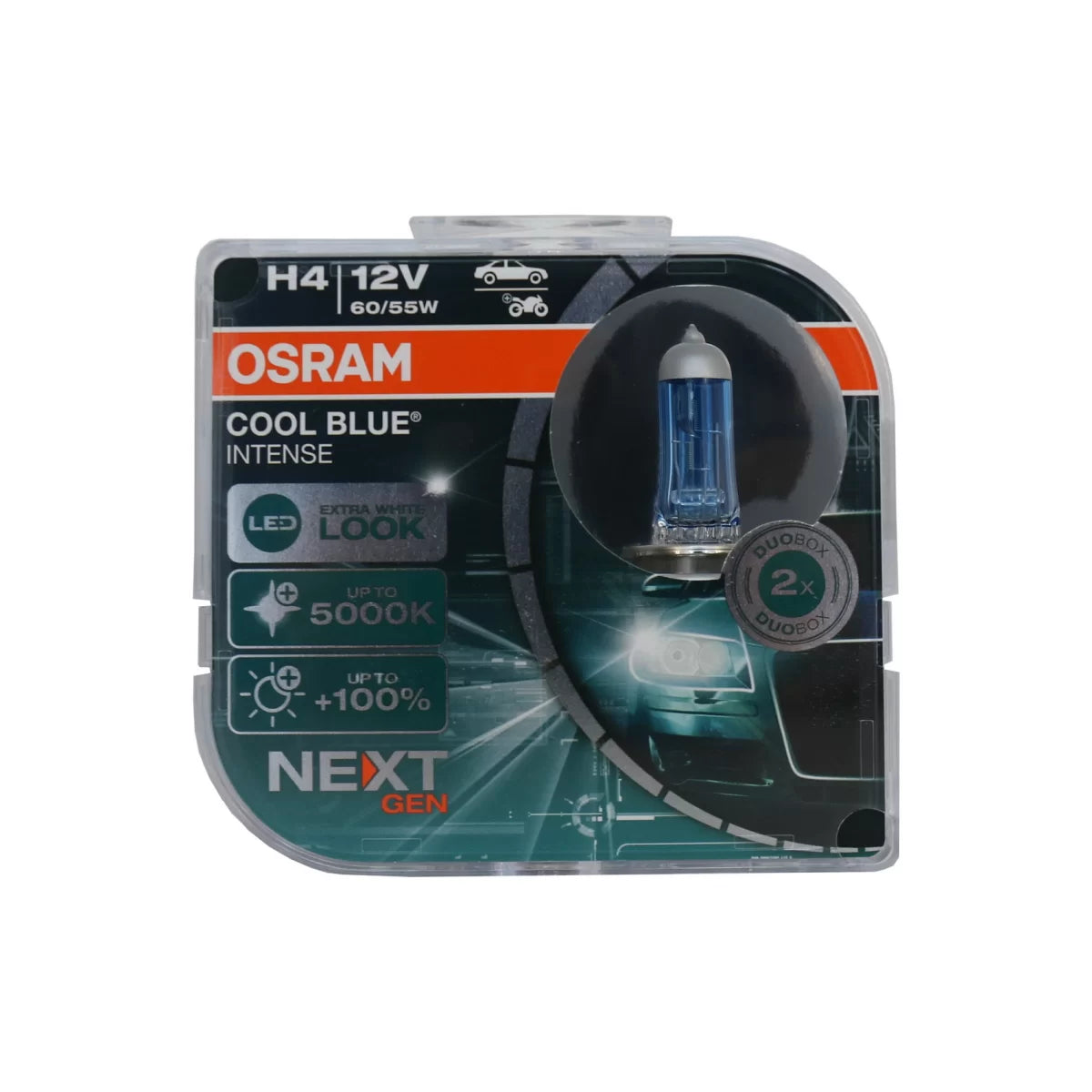 OSRAM COOL BLUE INTENSE NEXT GEN H4 Auto-Moto Halogen Headlamp 64193CBN-HCB 12V Hard core Box (2 Units) – product image 1